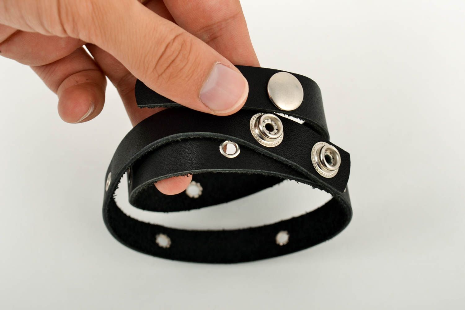 Handmade Designer Schmuck breites Leder Armband Schmuck aus Leder mehrreihig foto 5