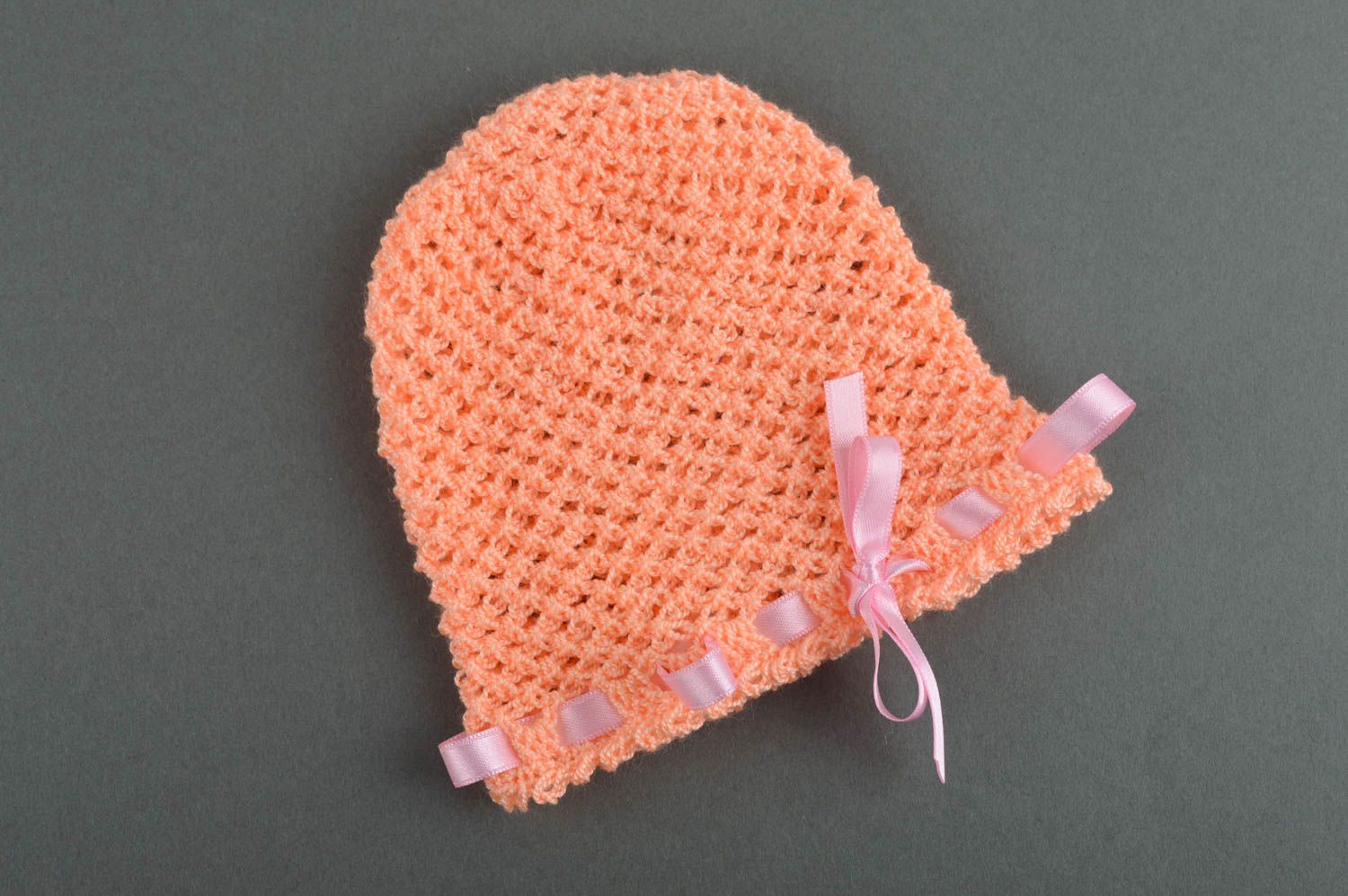 Gehäkelte Kindermütze handgemachte Mütze in Orange Mütze für Kinder schön grell foto 2