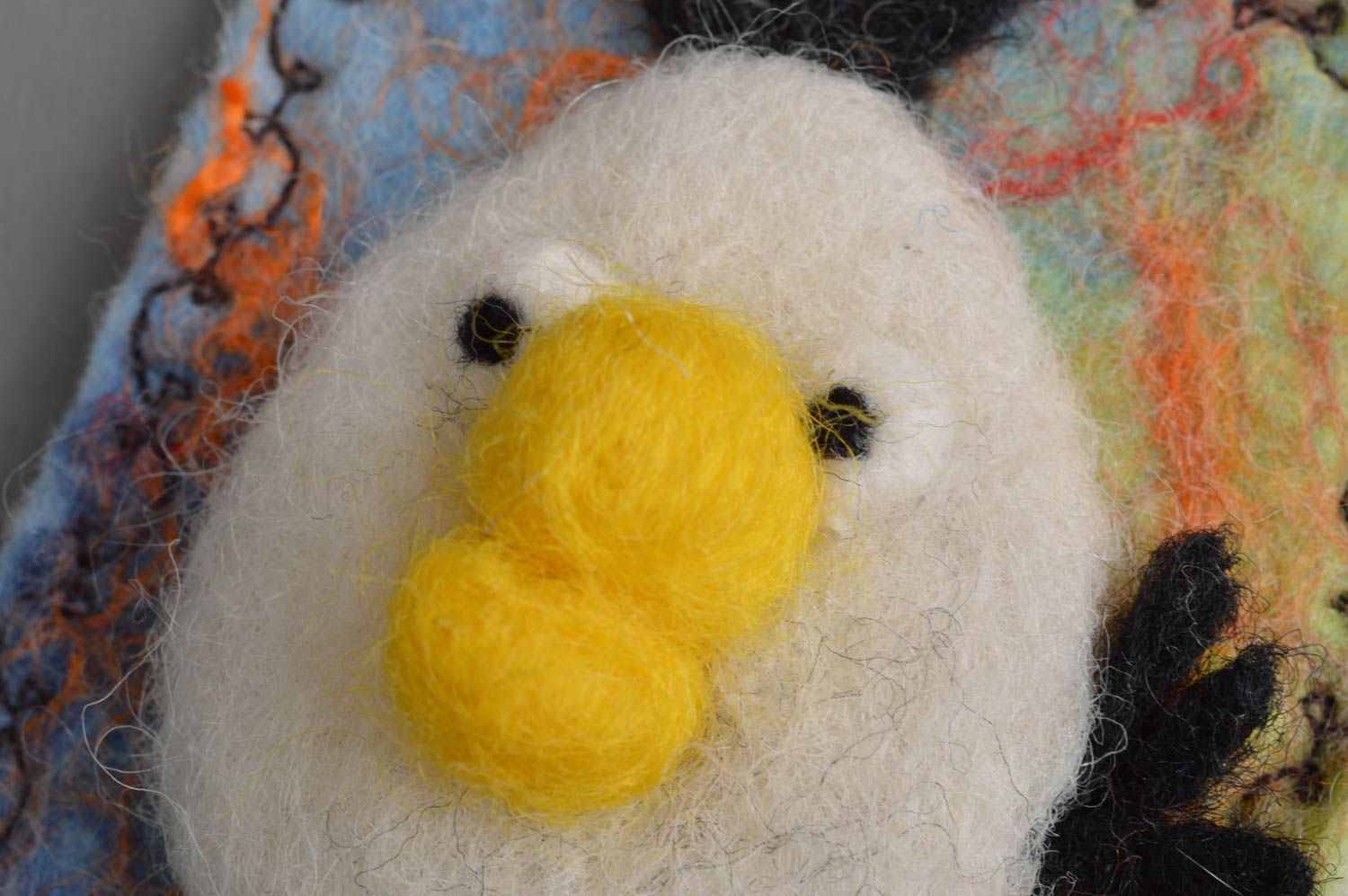 Magnet frigo poule en laine feutrée naturelle fait main original pour enfants photo 4