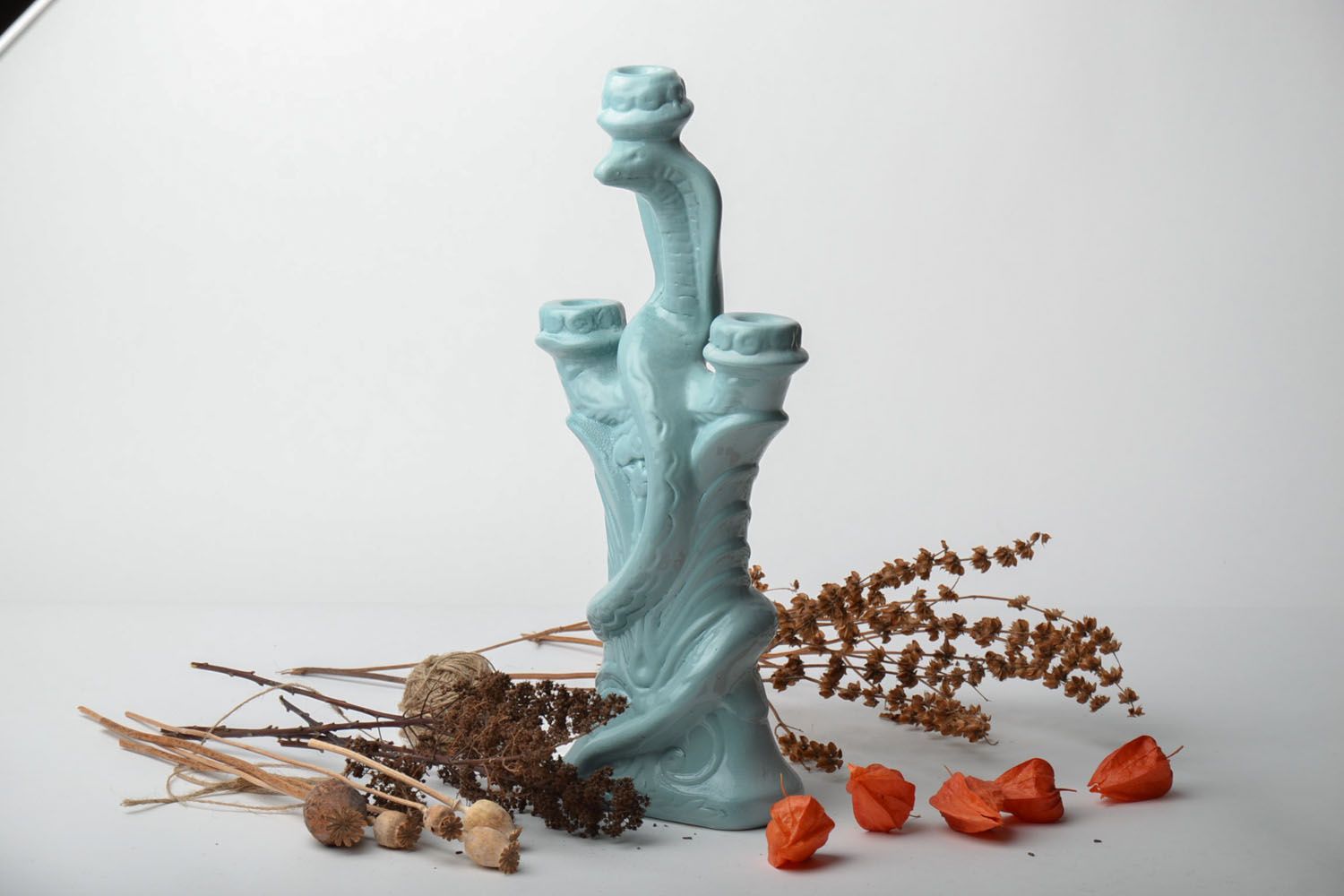 Homemade ceramic candlestick Snake photo 1