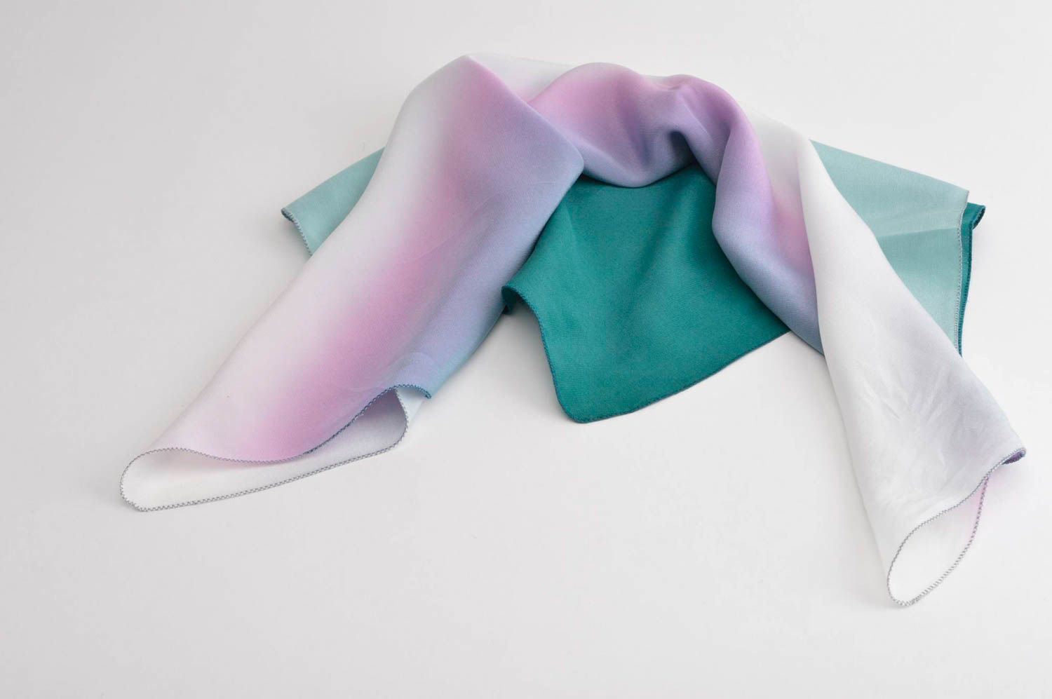Симпатичный платок ручной работы платок из шелка светлый женский аксессуар фото 3