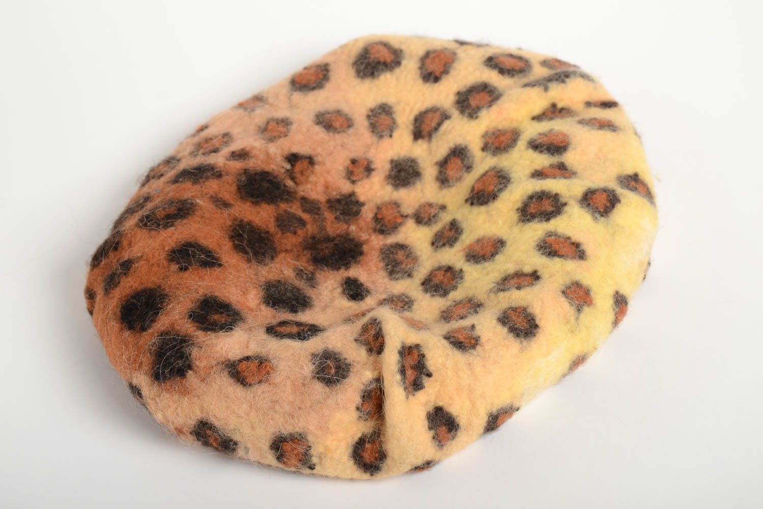 Handmade Mütze Leopardenmuster Baskenmütze Wolle Mütze für Damen gefilzt   foto 5