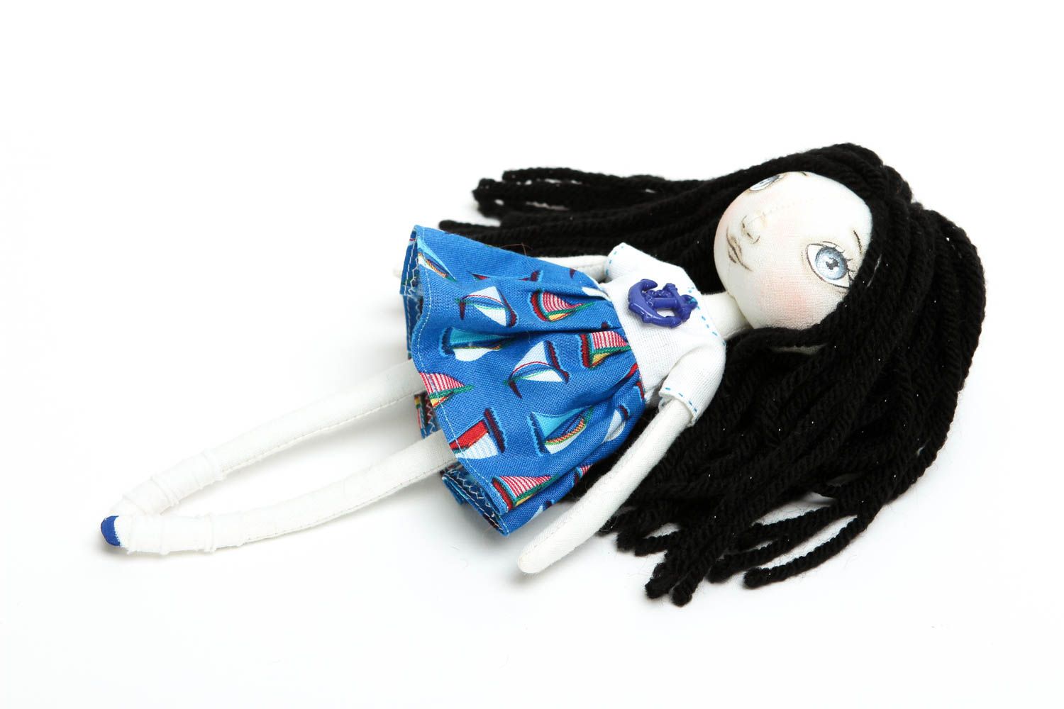 Künstler Puppe handmade Designer Puppe Wohnzimmer Deko schwarz blau weiß foto 3