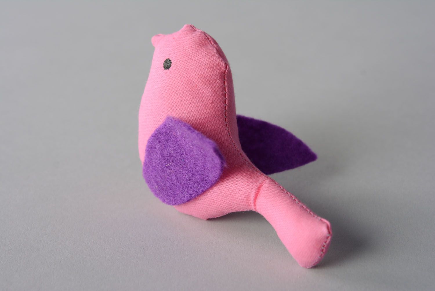 Jouet mou aromatisé oiseau en tissu rose violet fait main cadeau pour enfant photo 3