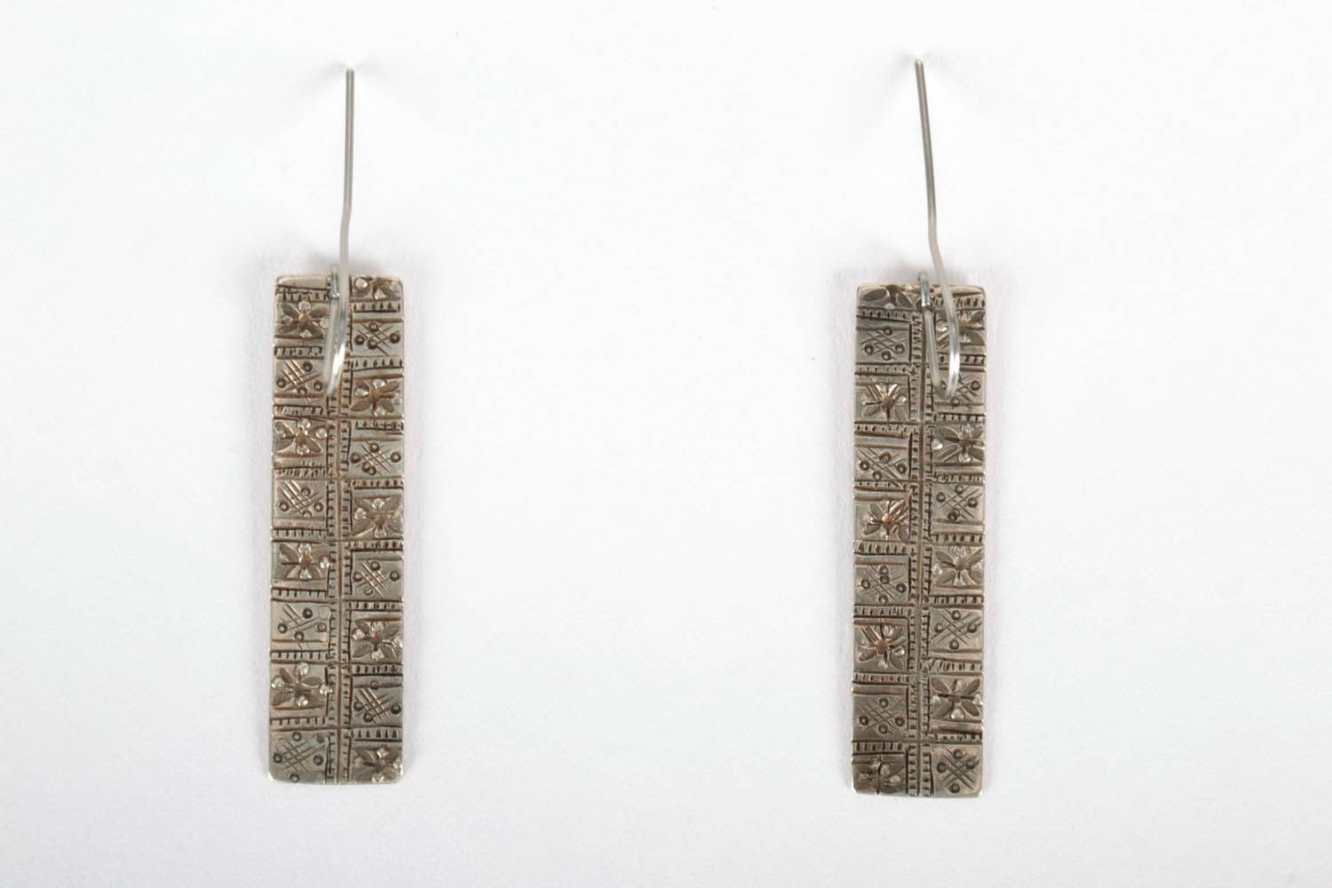 Rectangular earrings made of cupronickel  photo 3
