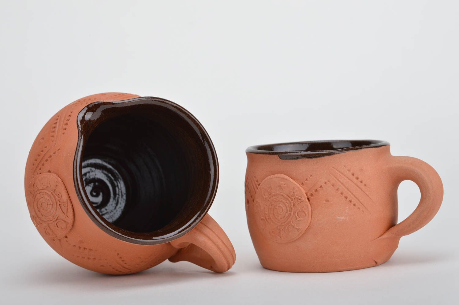 20 oz coffee ceramic pitcher with coffee cup glazed inside 1,3 lb photo 2