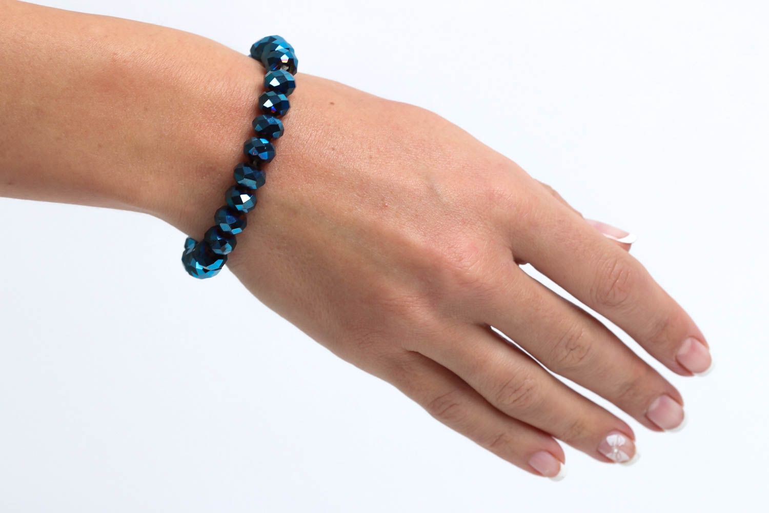 Handmade blaues Designer Armband Schmuck aus Glas Frauen Accessoire schön foto 4