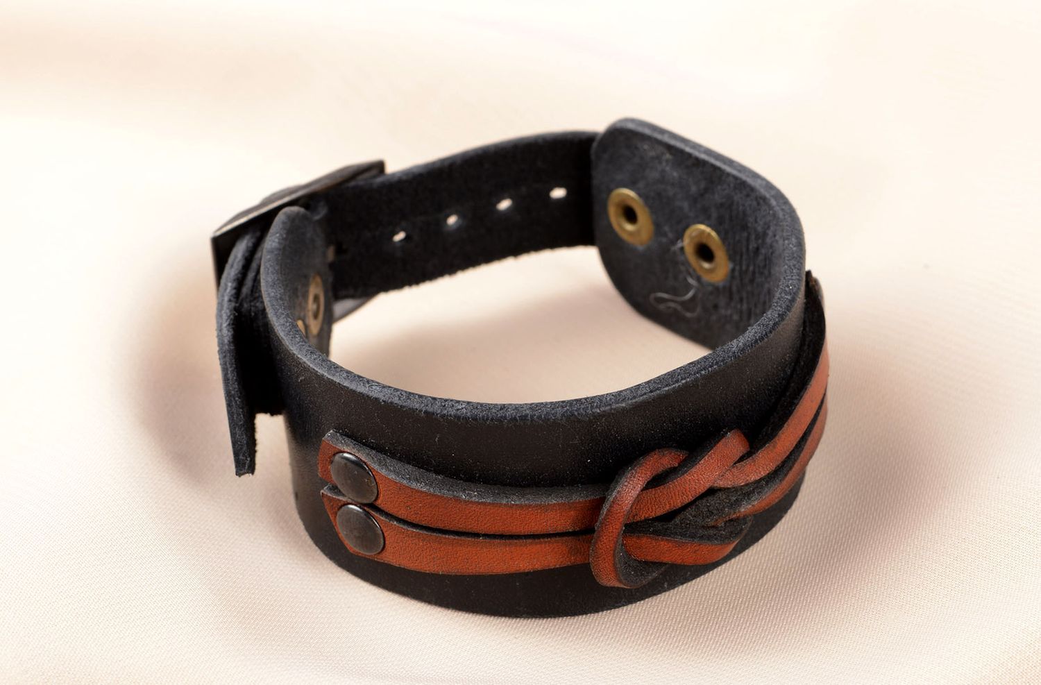 Handmade braun schwarzes Leder Armband Designer Schmuck Accessoire für Frauen foto 5