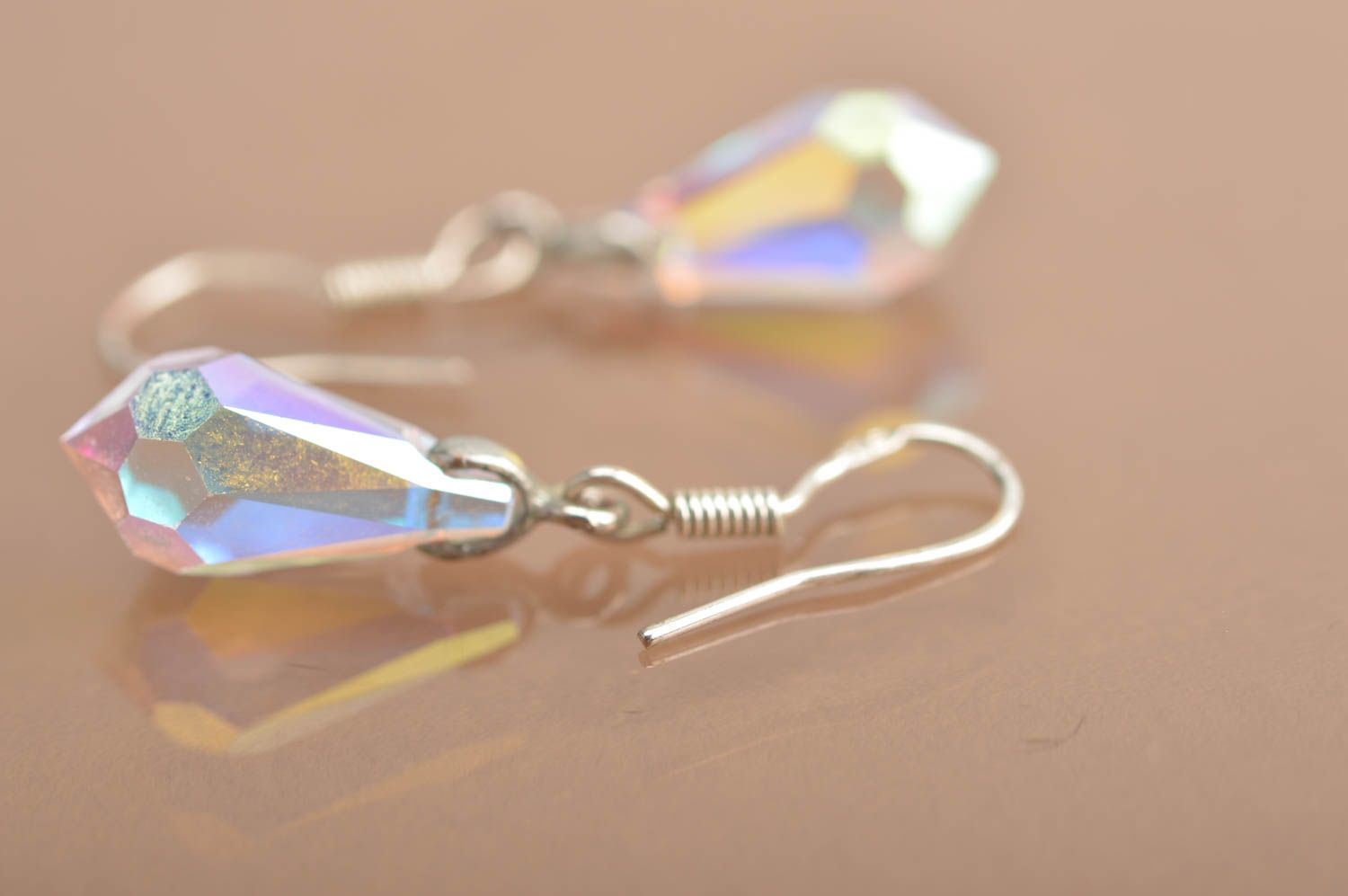 Boucles d'oreilles pendantes transparentes faites main en cristaux autrichiens photo 5