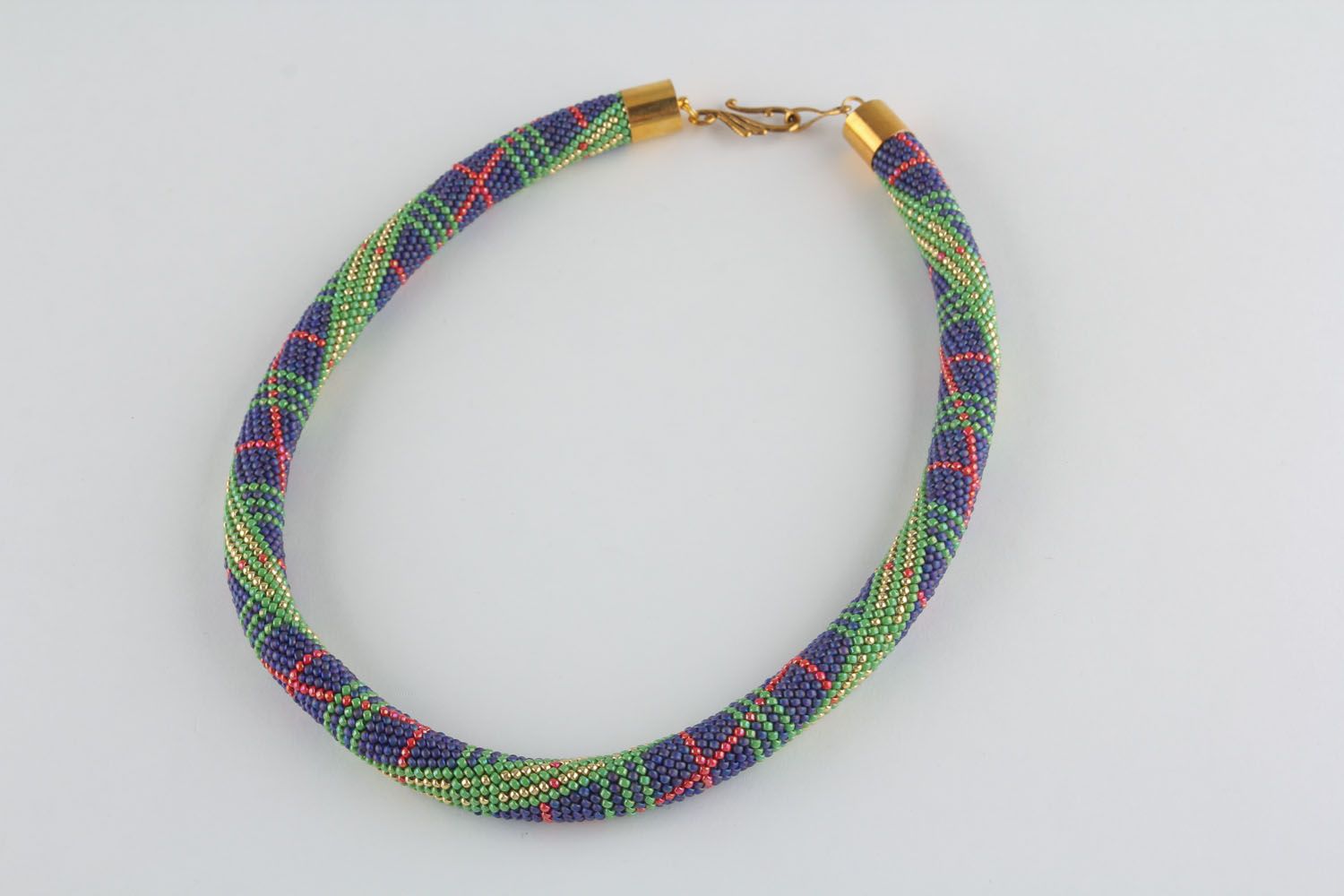 Rope necklace crocheted of Japanese beads photo 3