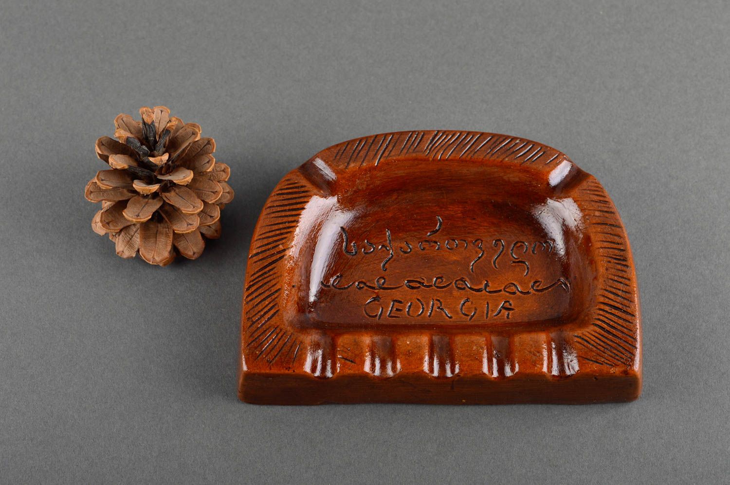 Handmade ceramic ashtray stylish designer souvenir unusual ashtray gift photo 1