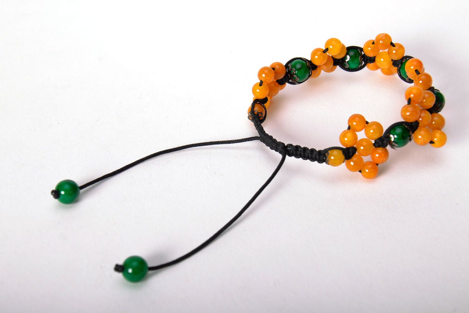 Woven bracelet with citrine and malachite photo 2