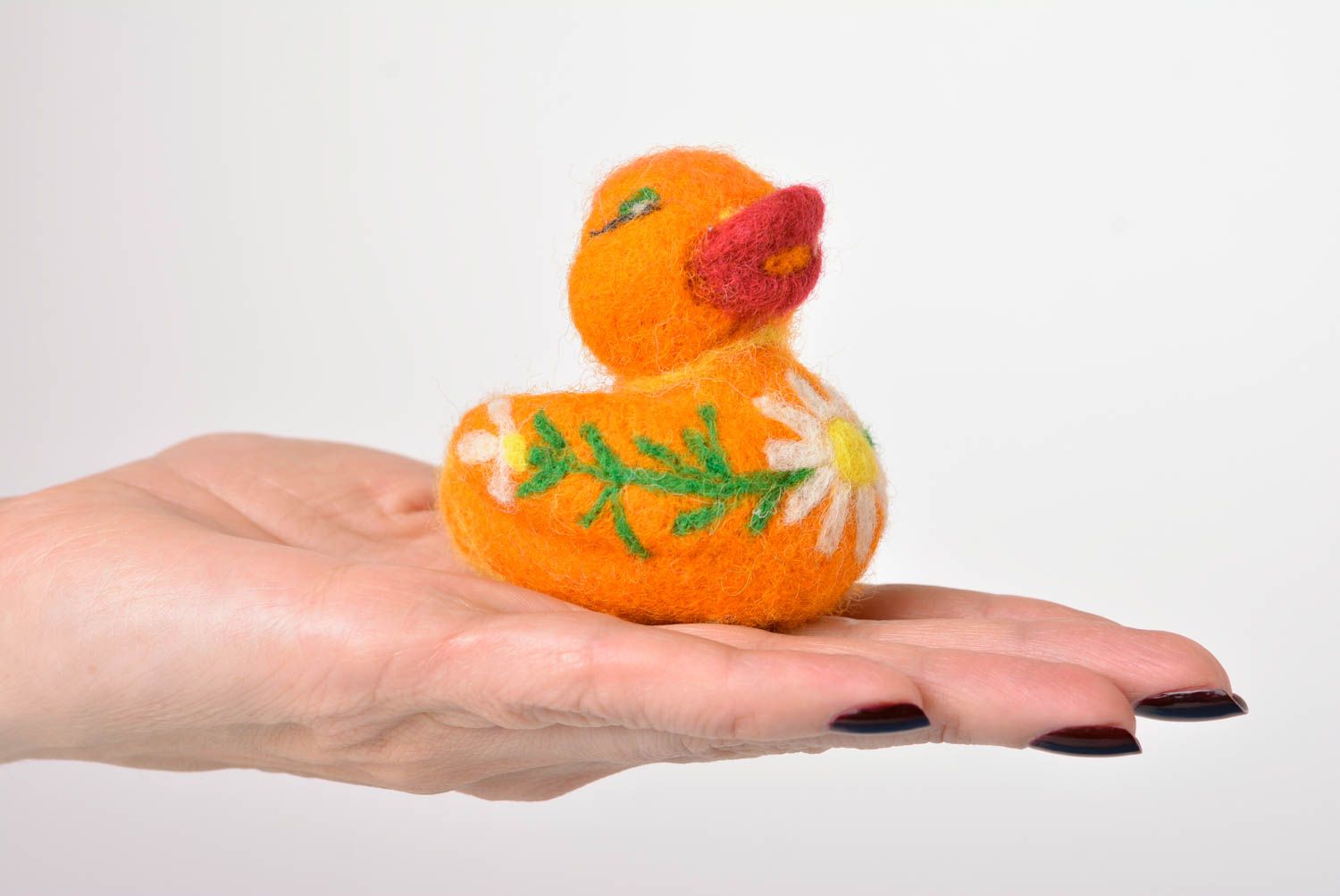 Weiche gefilzte Figur handmade originelles Geschenk Kinder Spielzeug Ente foto 2