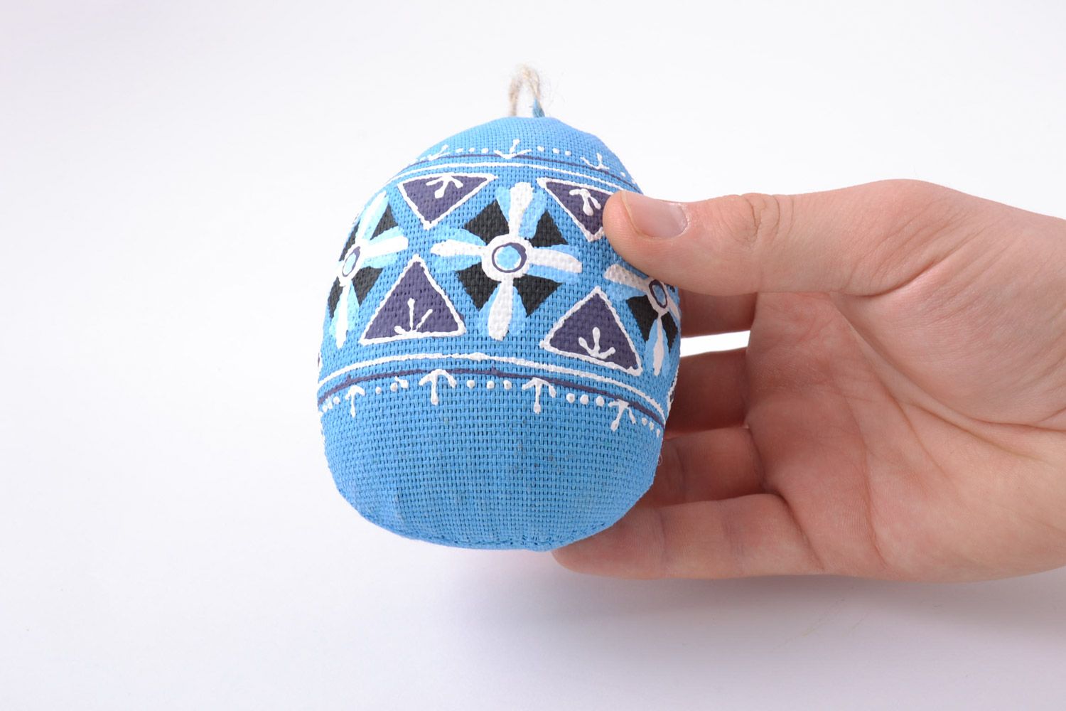 Handmade decorative soft blue Easter egg sewn of fabric and scented with vanilla photo 5