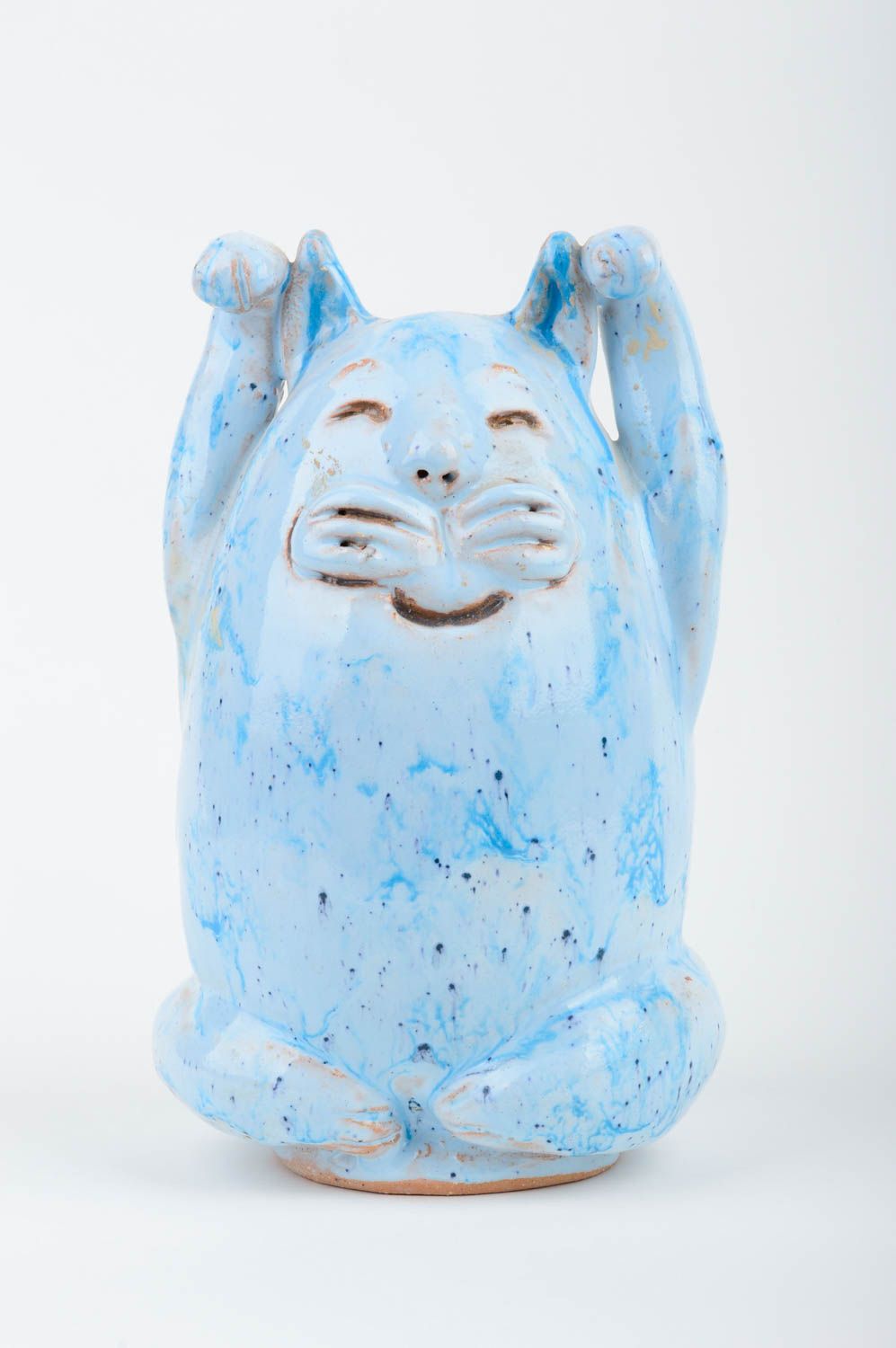 Handmade Figur Katze blau Haus Deko bemalt originell Dekoration Figur niedlich foto 1