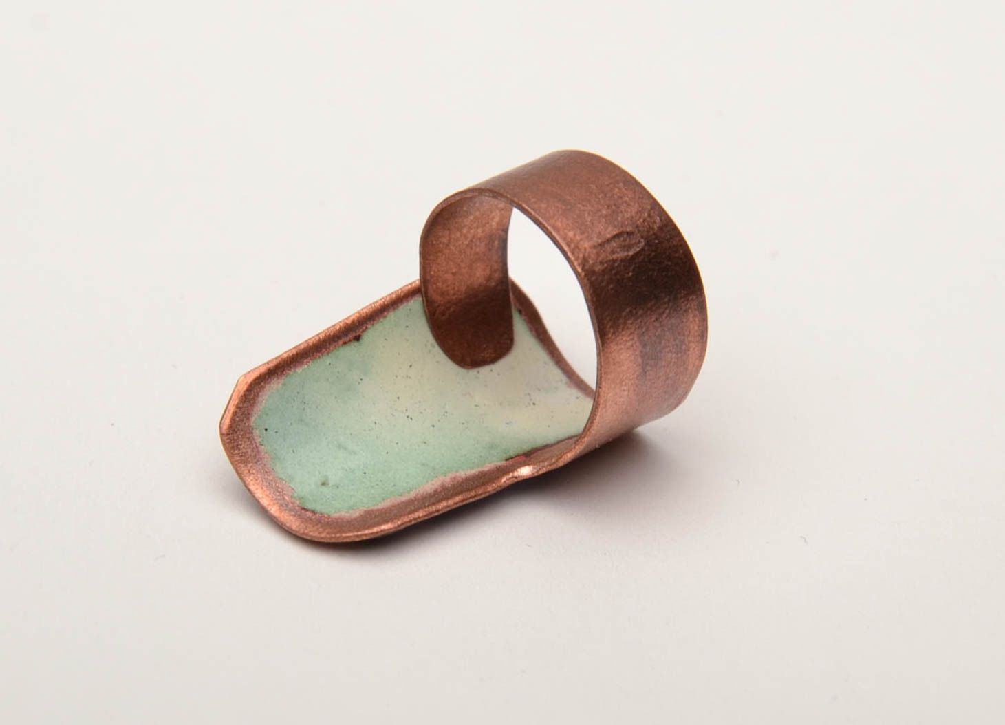 Copper ring with colorful enamel painting photo 4