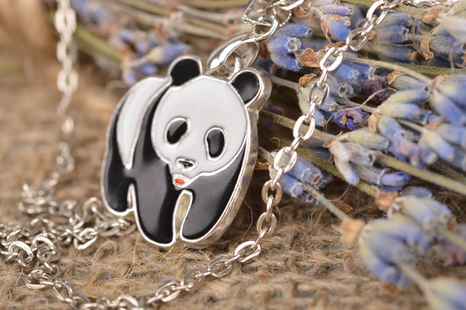 Handmade Anhänger Modeschmuck Kette Anhänger Panda aus Metall für Mädchen foto 1