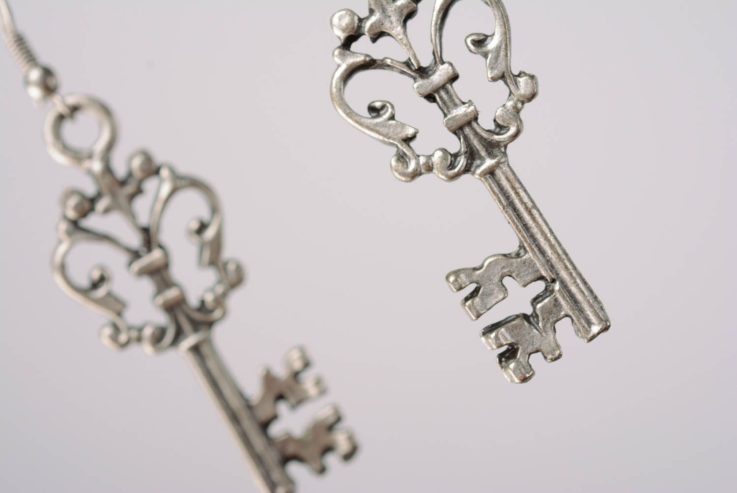 Silver earrings Keys photo 5
