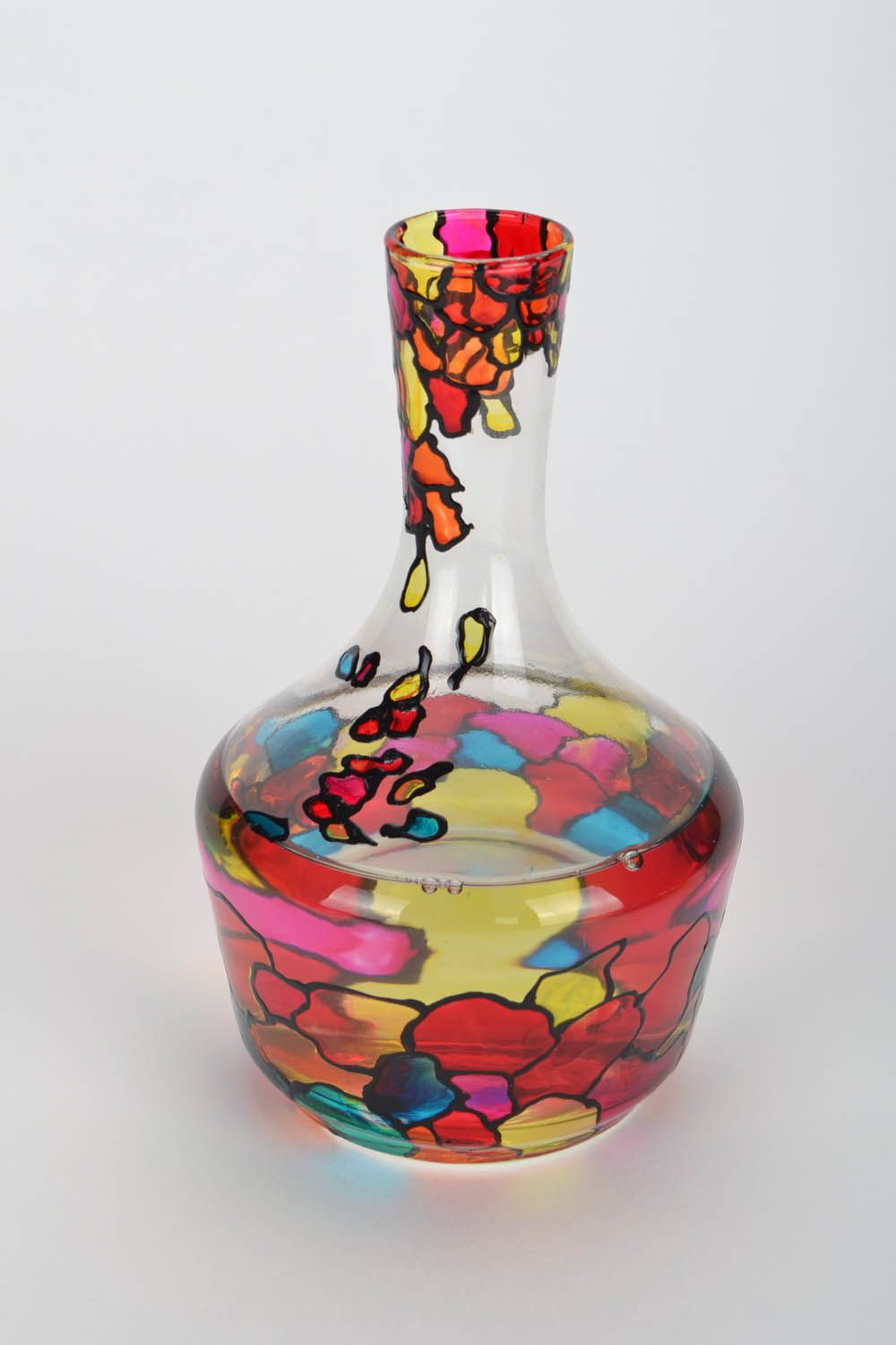 7,5 inches glass wine carafe with hand-painted design 0,7 lb photo 5