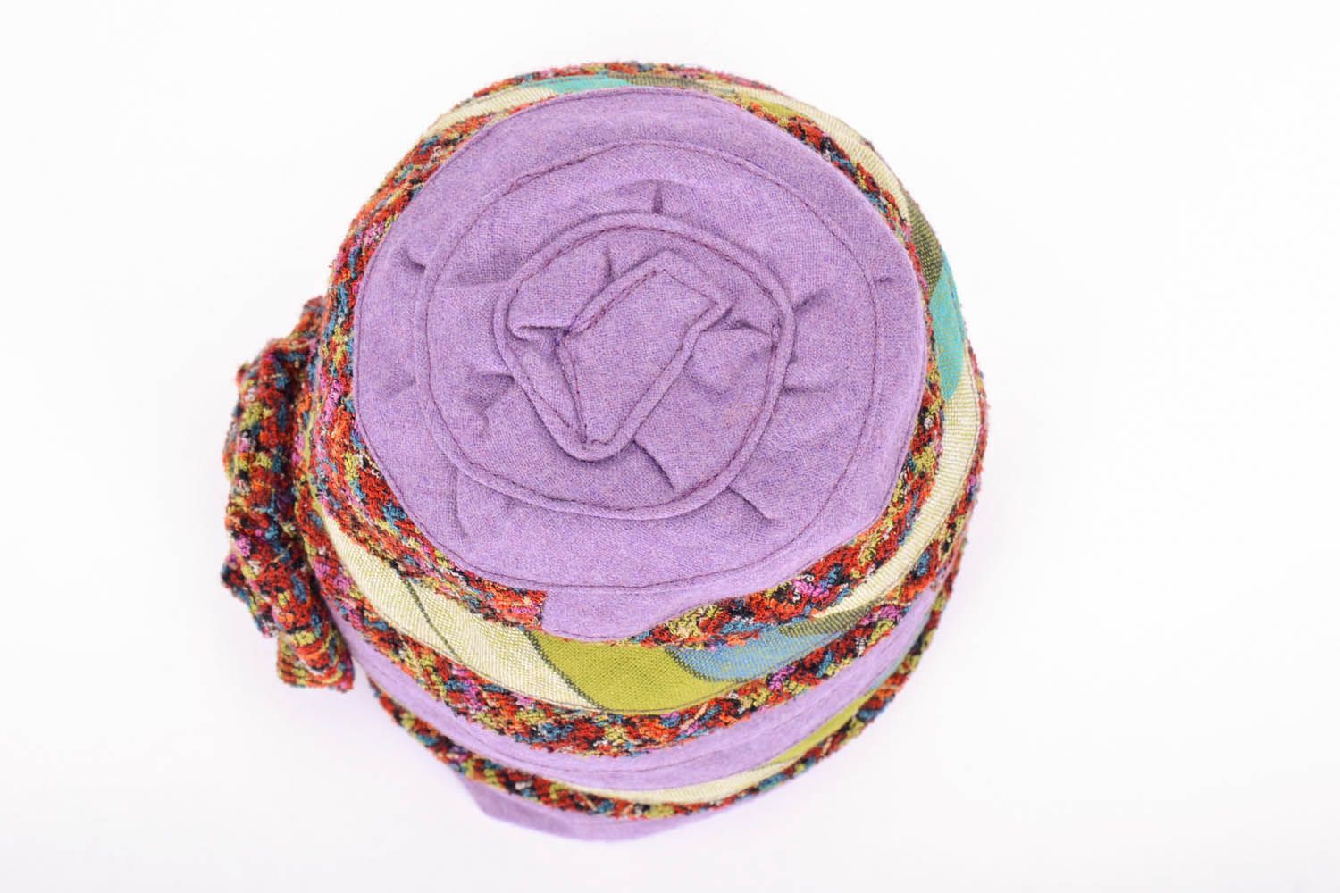 Bonnet violet tricoté en laine pour femme photo 4