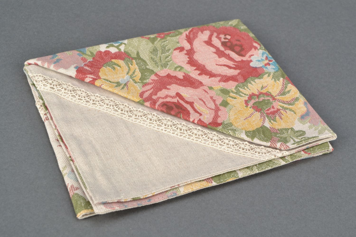 Serviette de table en tissu de coton et polyamide rectangulaire faite main photo 4