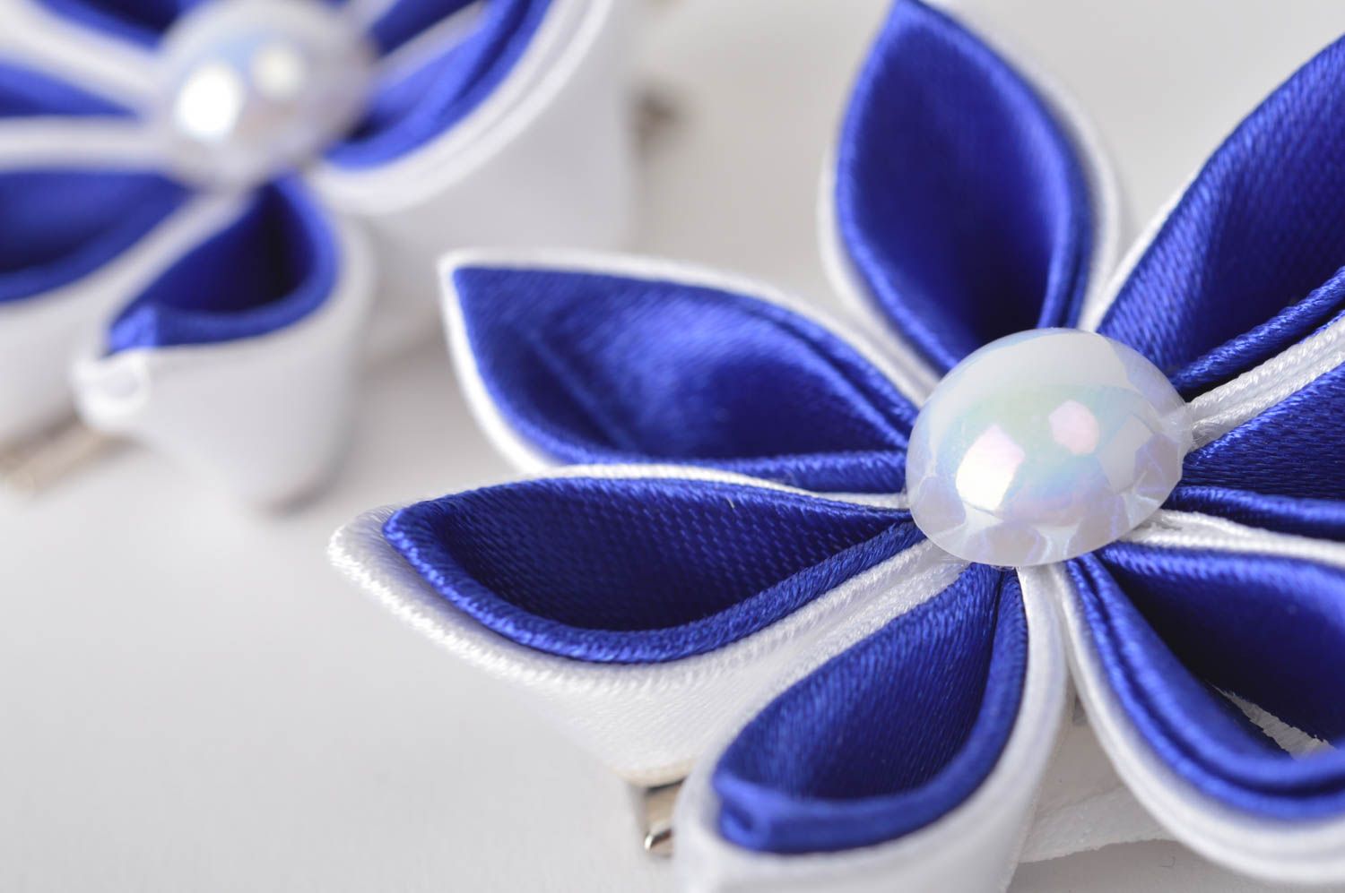 Handmade textile flower barrette baby hair clip 2 pieces accessories for girls photo 3