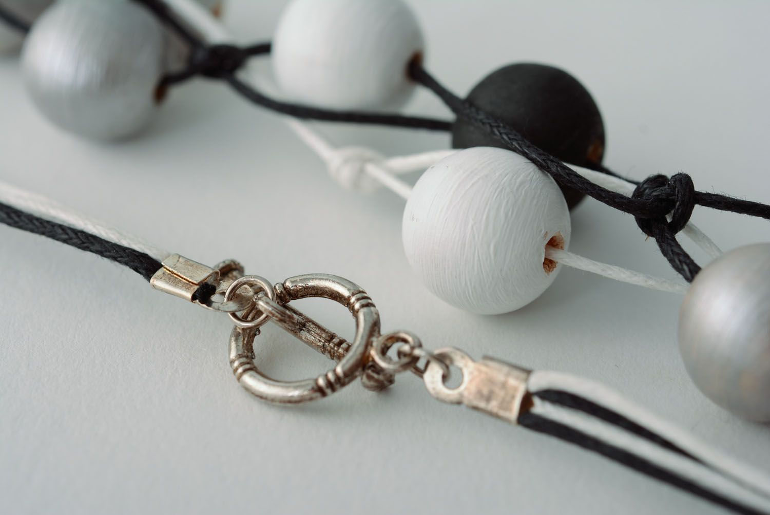 Collana di perle fatta a mano accessori originali da donna laccio di cotone foto 5