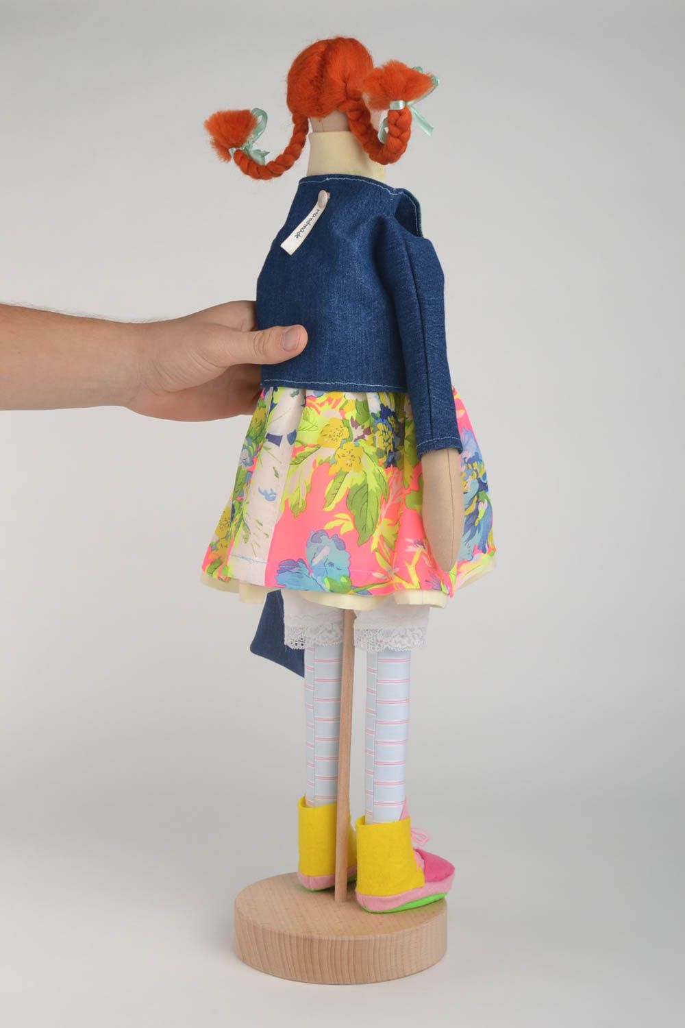 Beautiful handmade rag doll fabric soft toy stuffed toy home decoration photo 5