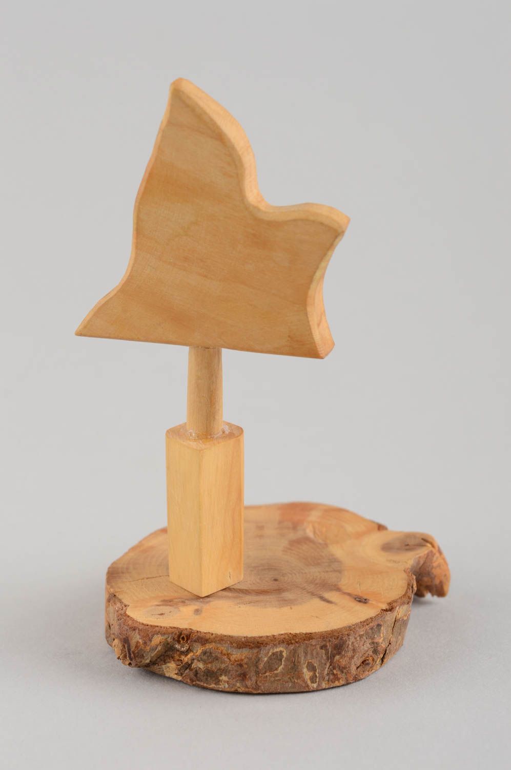 Handmade decorative wooden figurine eco friendly organic statuette on stand photo 1
