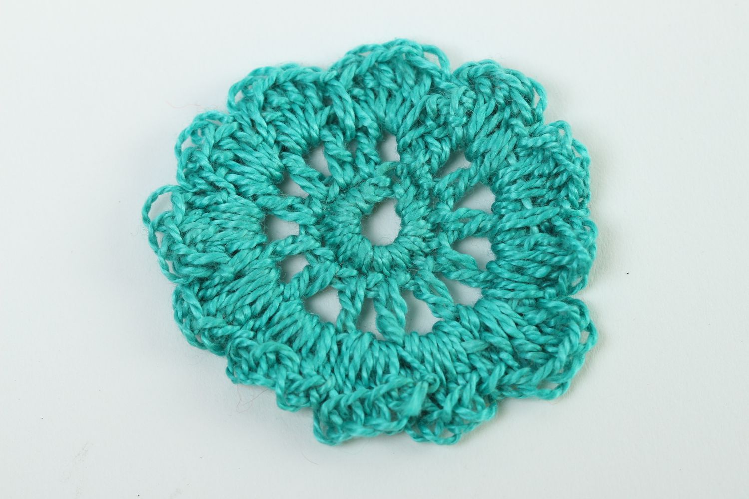 Fleur au tricot faite main Fourniture bijoux turquoise coton Loisirs créatifs photo 2