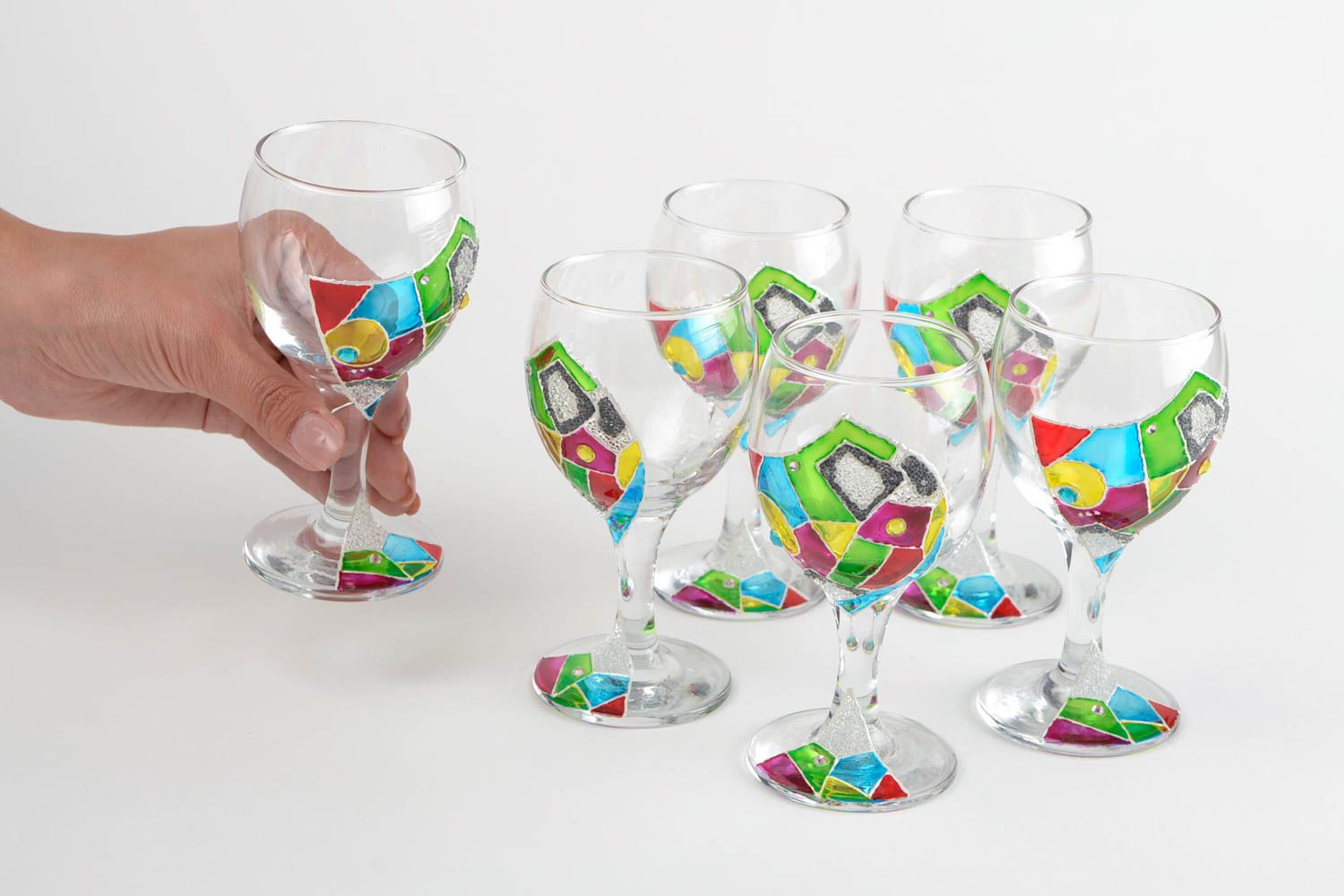 Copas de vino hechas a mano de cristal utensilios de cocina regalo original foto 2