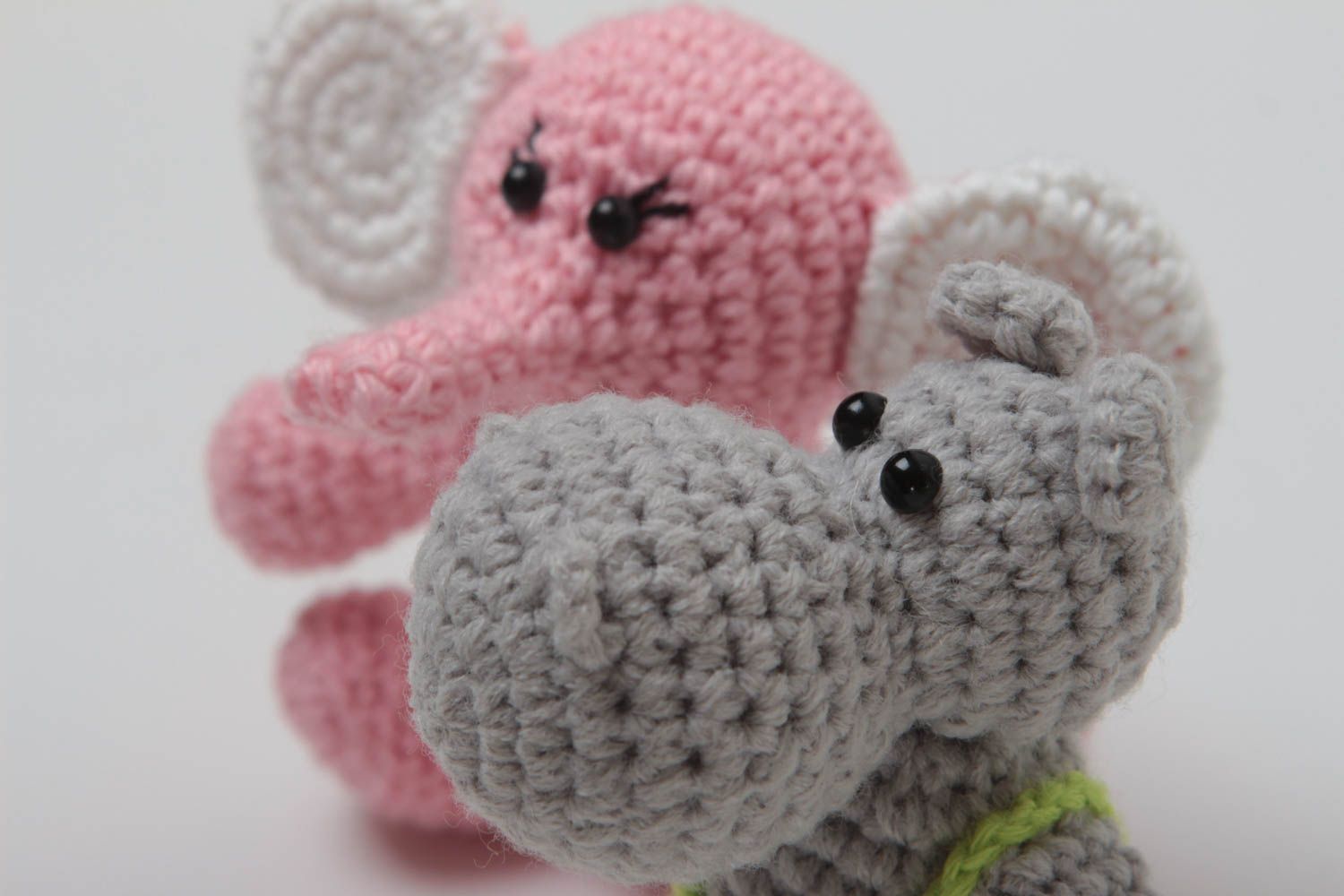 Peluches animaux Jouets enfant fait main Cadeau original éléphant et hippo photo 3