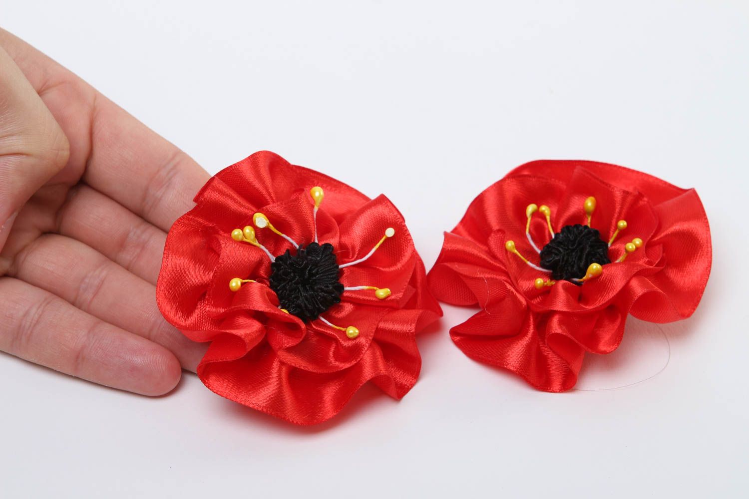 Blume Haarspangen 2 handgemachter Schmuck Accessoires für Mädchen Mohnblumen foto 5