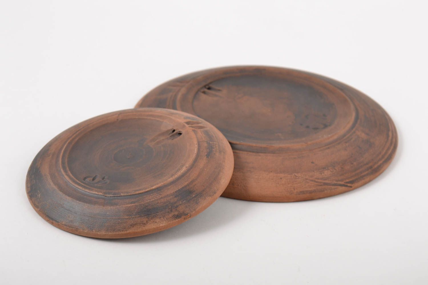 Handmade Teller Set Küchen Zubehör Teller aus Ton Keramik Geschirr 2 Stück foto 3