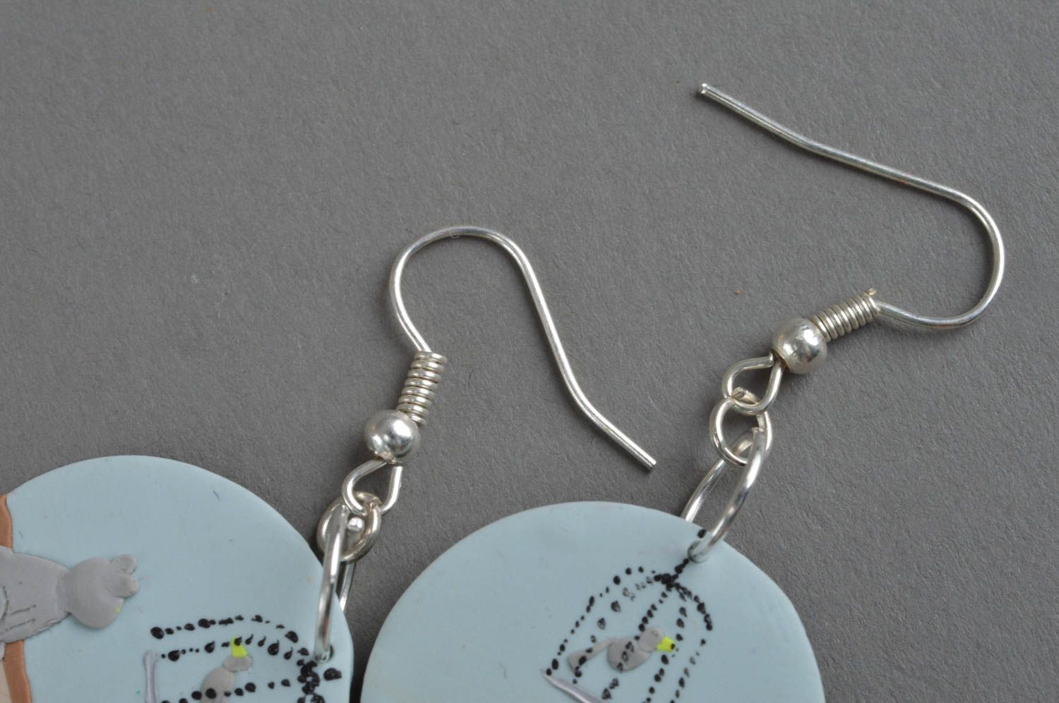 Beautiful handmade round plastic earrings designer jewelry gifts for her photo 5