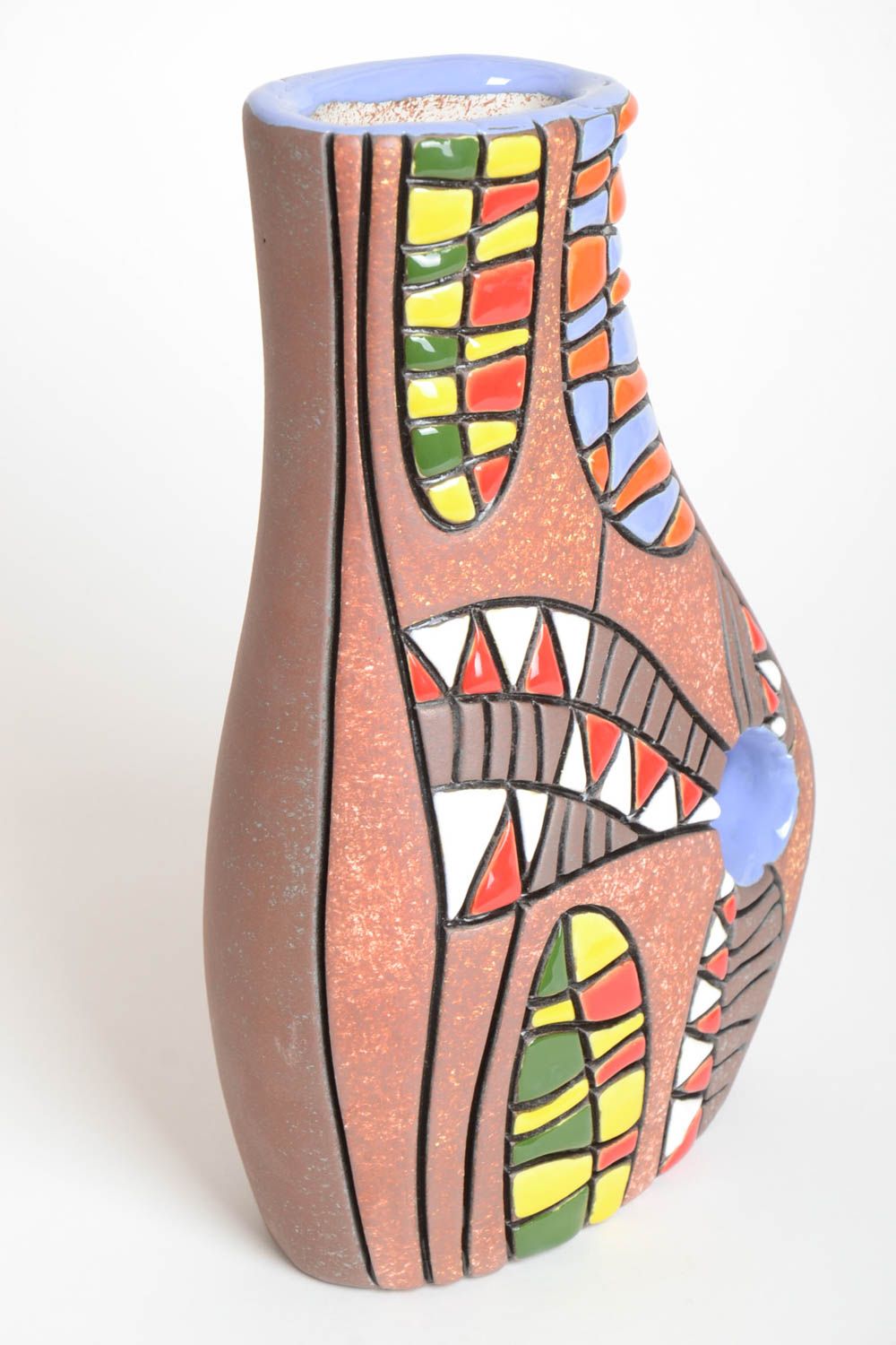 Vase argile fait main Déco maison avec peinture multicolore Cadeau original photo 2