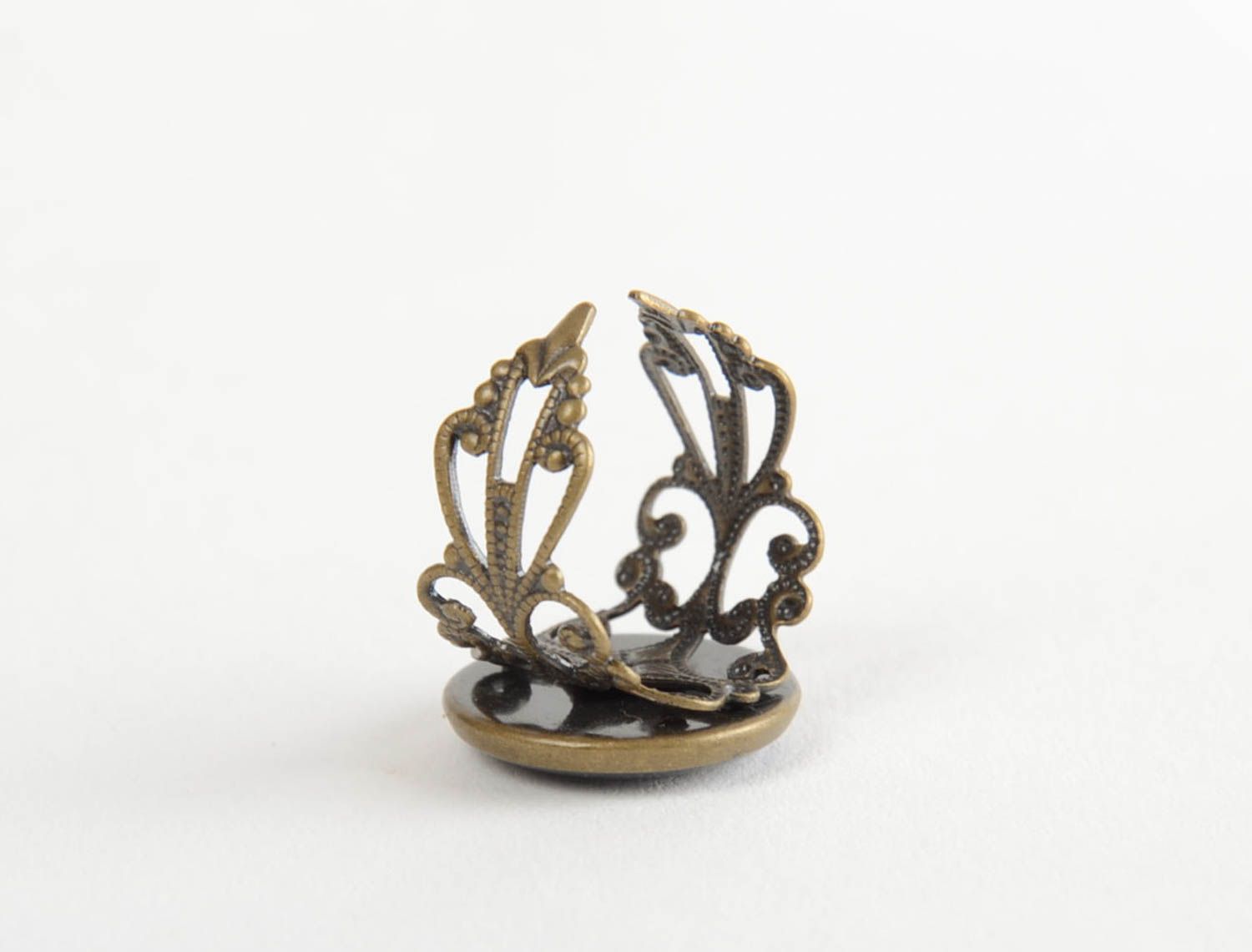 Beautiful unusual cute nice vintage handmade epoxy resin ring with dried flowers photo 3