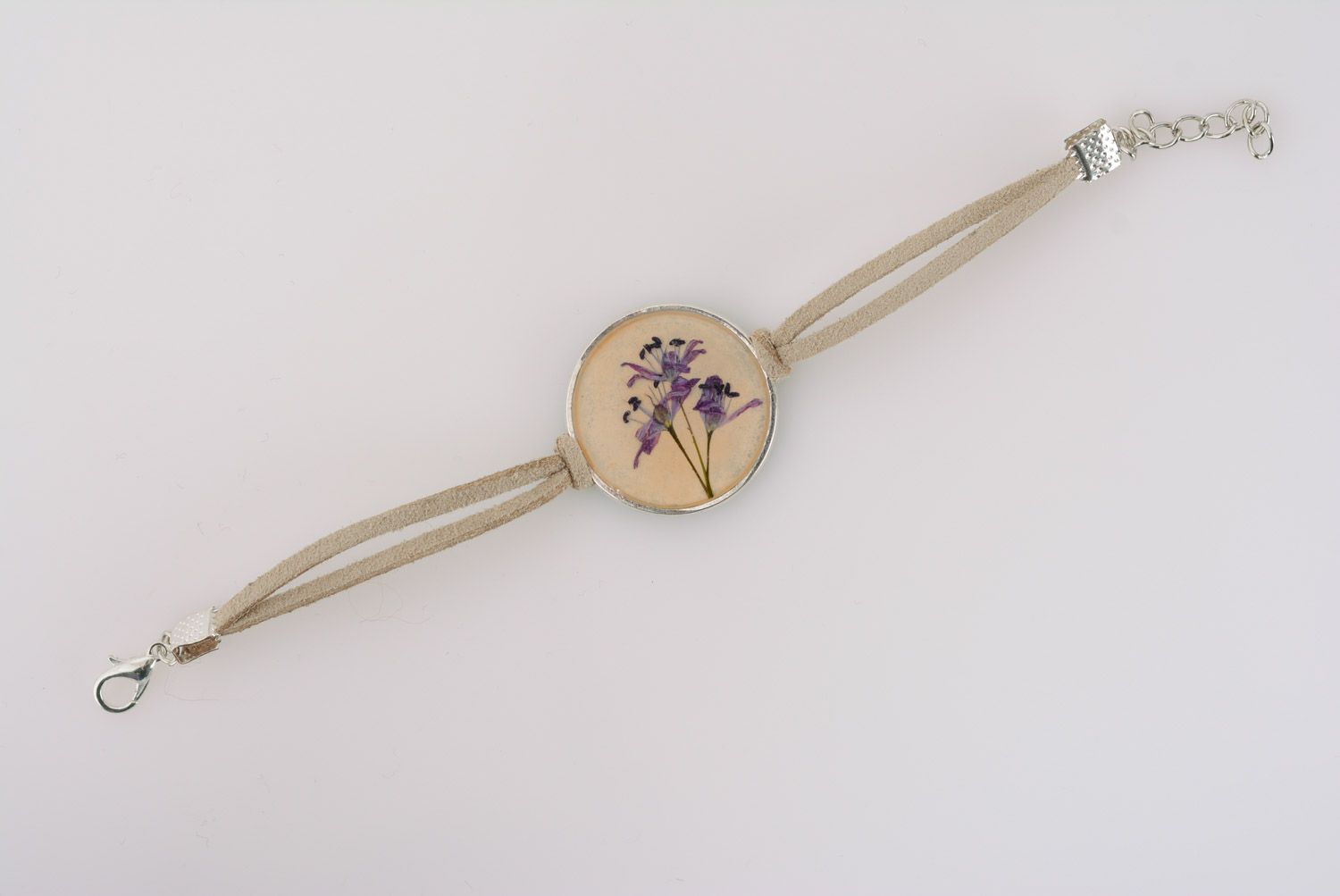Handgemachtes Armband aus Epoxidharz mit echter Blume an der Kette für Frauen foto 2