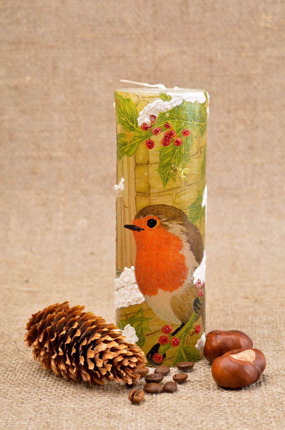 Bougie fait main aromatique Bougie de paraffine oiseau Noël original Déco maison photo 1