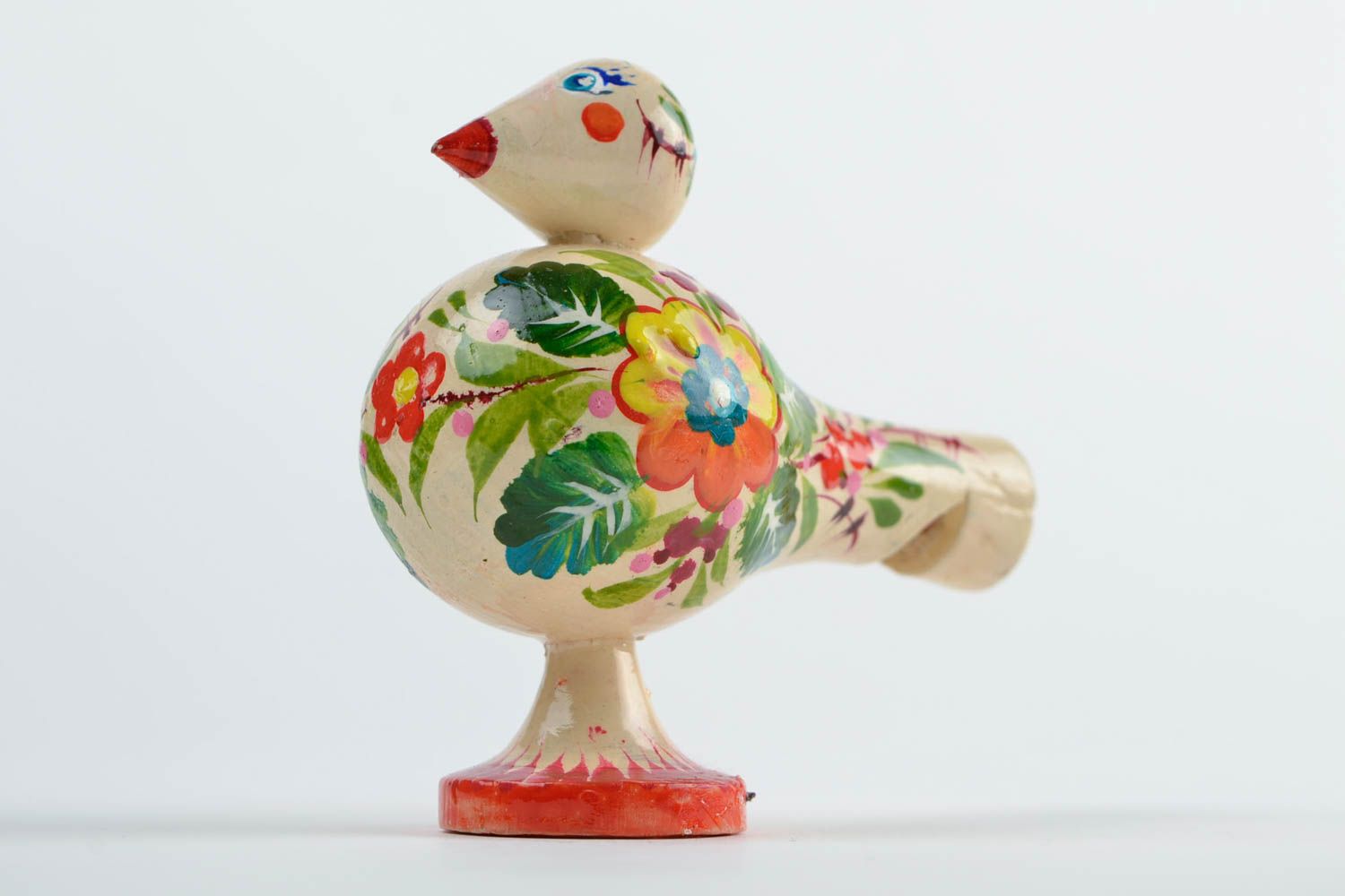 Sifflet jouet fait main Instrument de musique Figurine oiseau en bois peinte photo 4