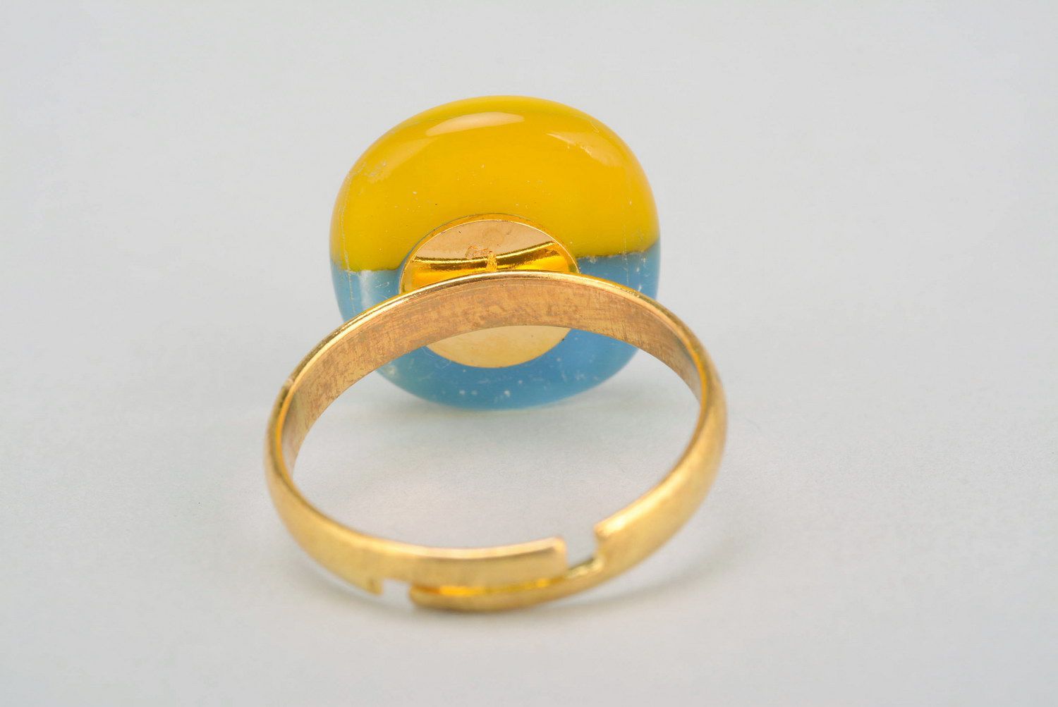 Ring with glass element Ukrainian flag photo 5