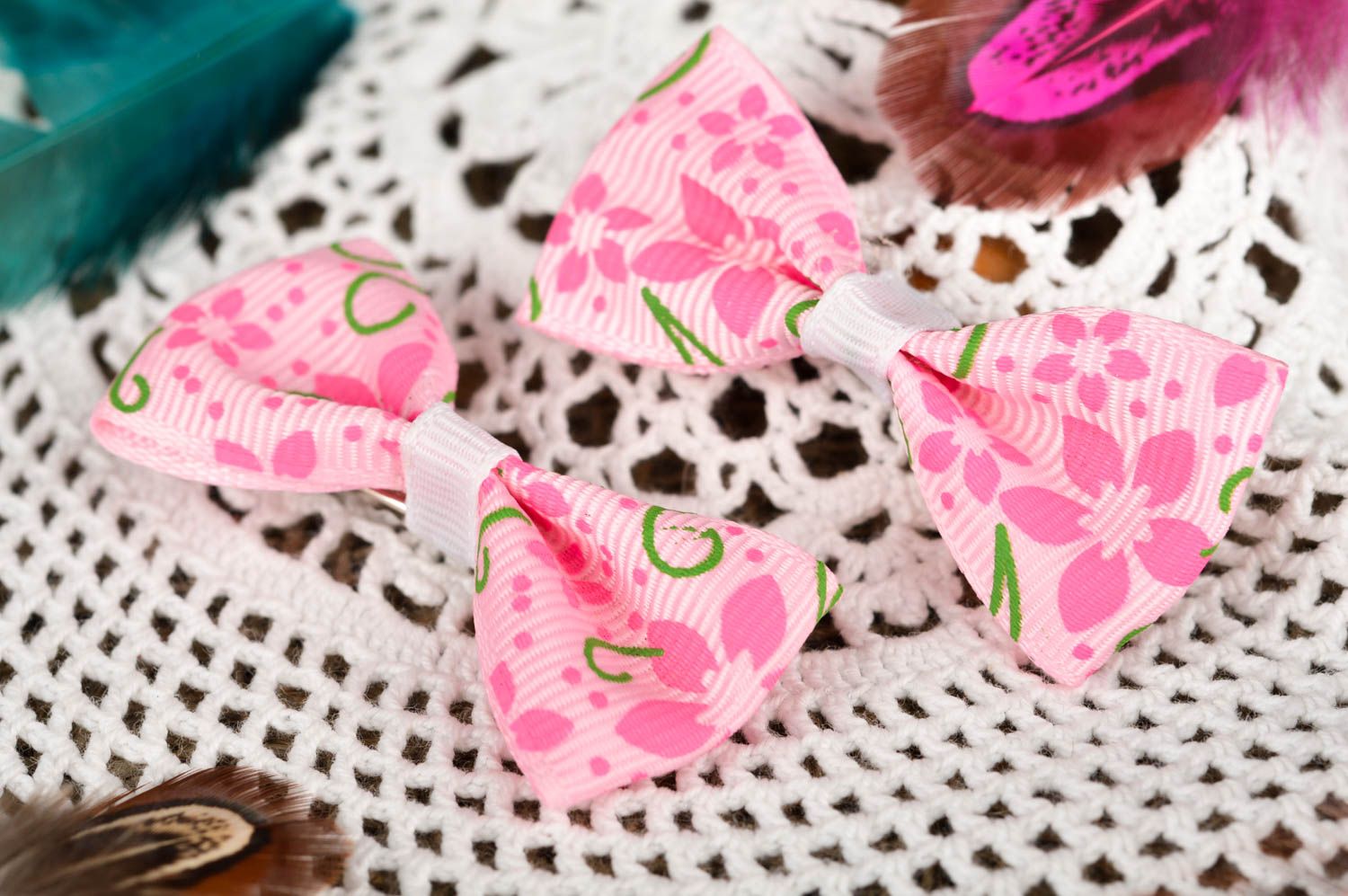 Frisur Haarspangen handmade Schleifen Haarspangen mit Print originelles Geschenk foto 1