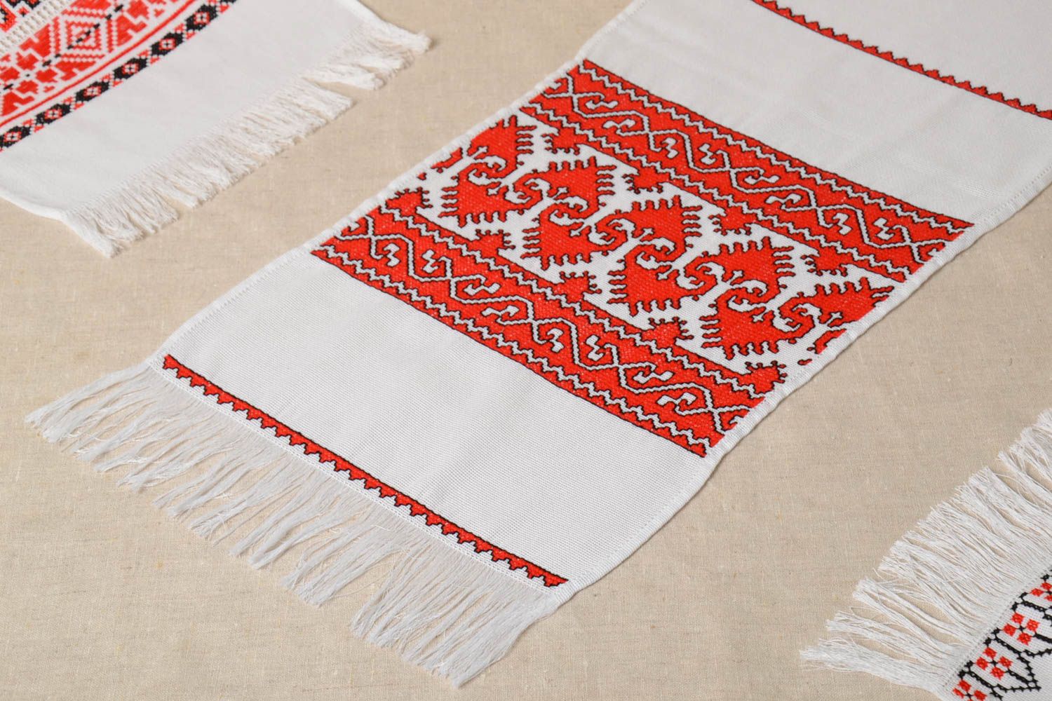Handmade ethnic embroidered towel unique designer traditional wedding accessory photo 1