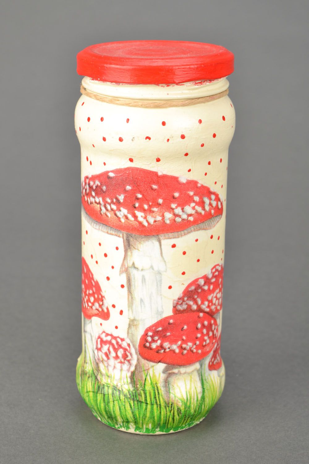 15 oz decorative jar with amanita pattern 0,8 lb photo 1