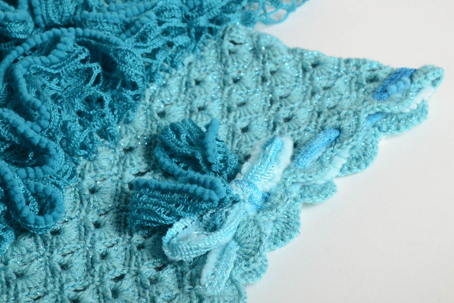 Jupe fille fait main Jupe tricot au crochet design oriignal bleu Vêtement fille photo 4