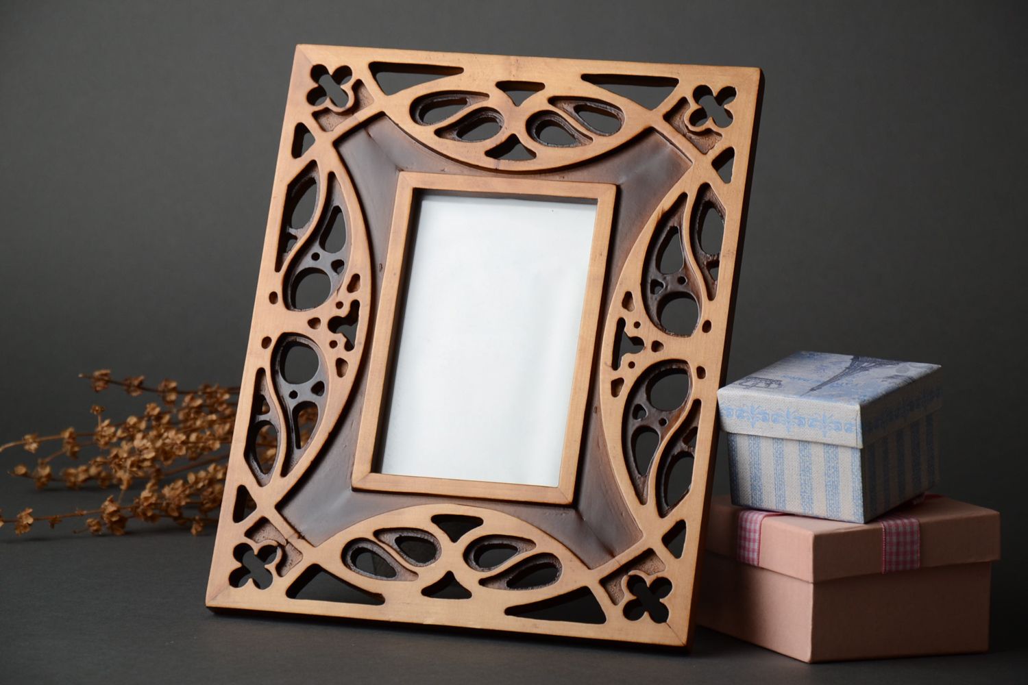 Handmade carved wooden photo frame photo 1