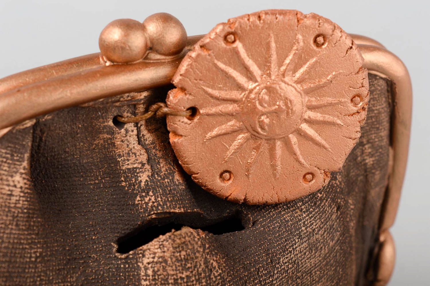 Tirelire fait main Tirelire céramique porte-monnaie marron Cadeau original photo 3