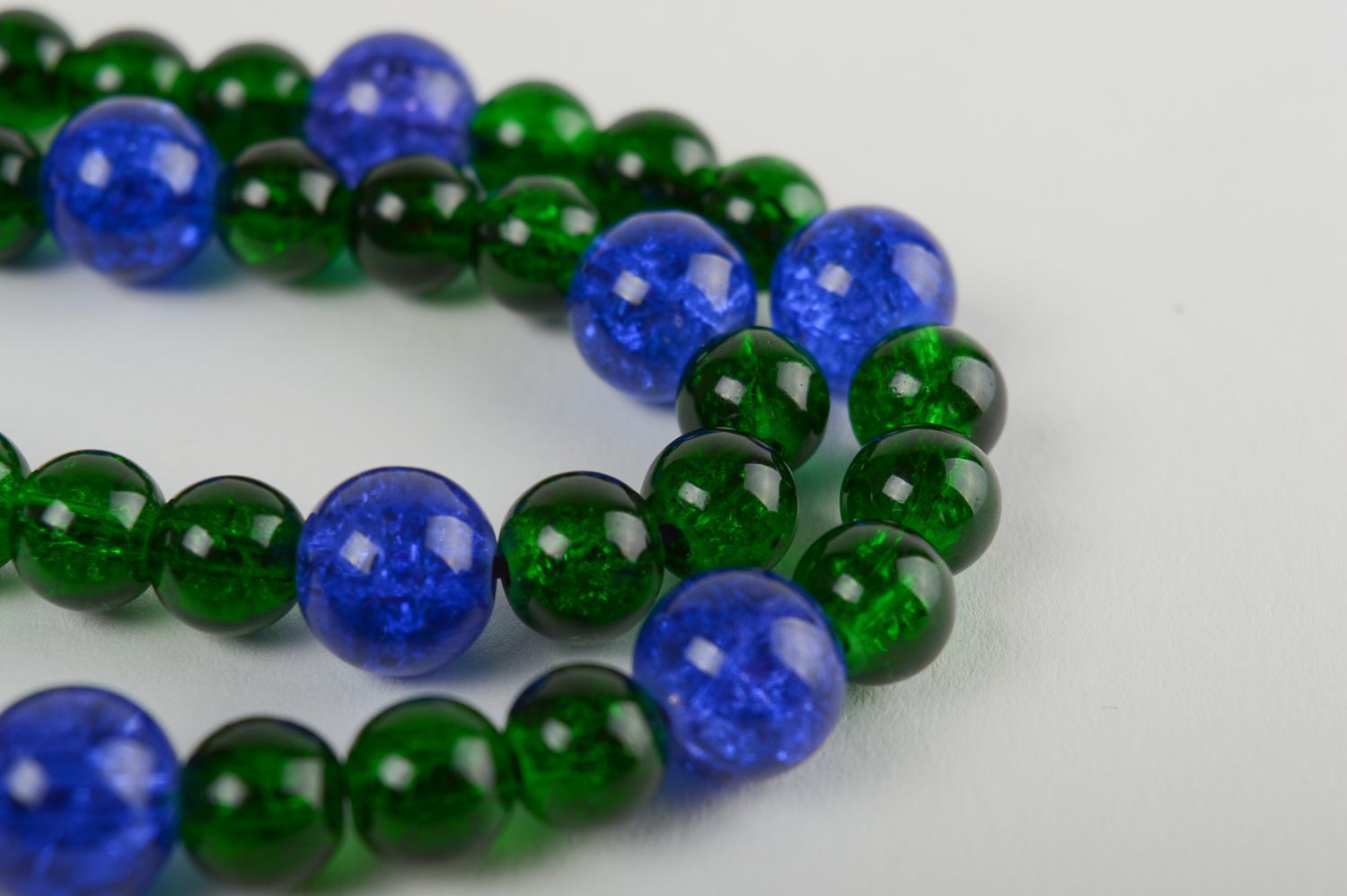 Parure de Bijoux perles verre fait main vert-bleu Collier et boucles d'oreilles photo 5