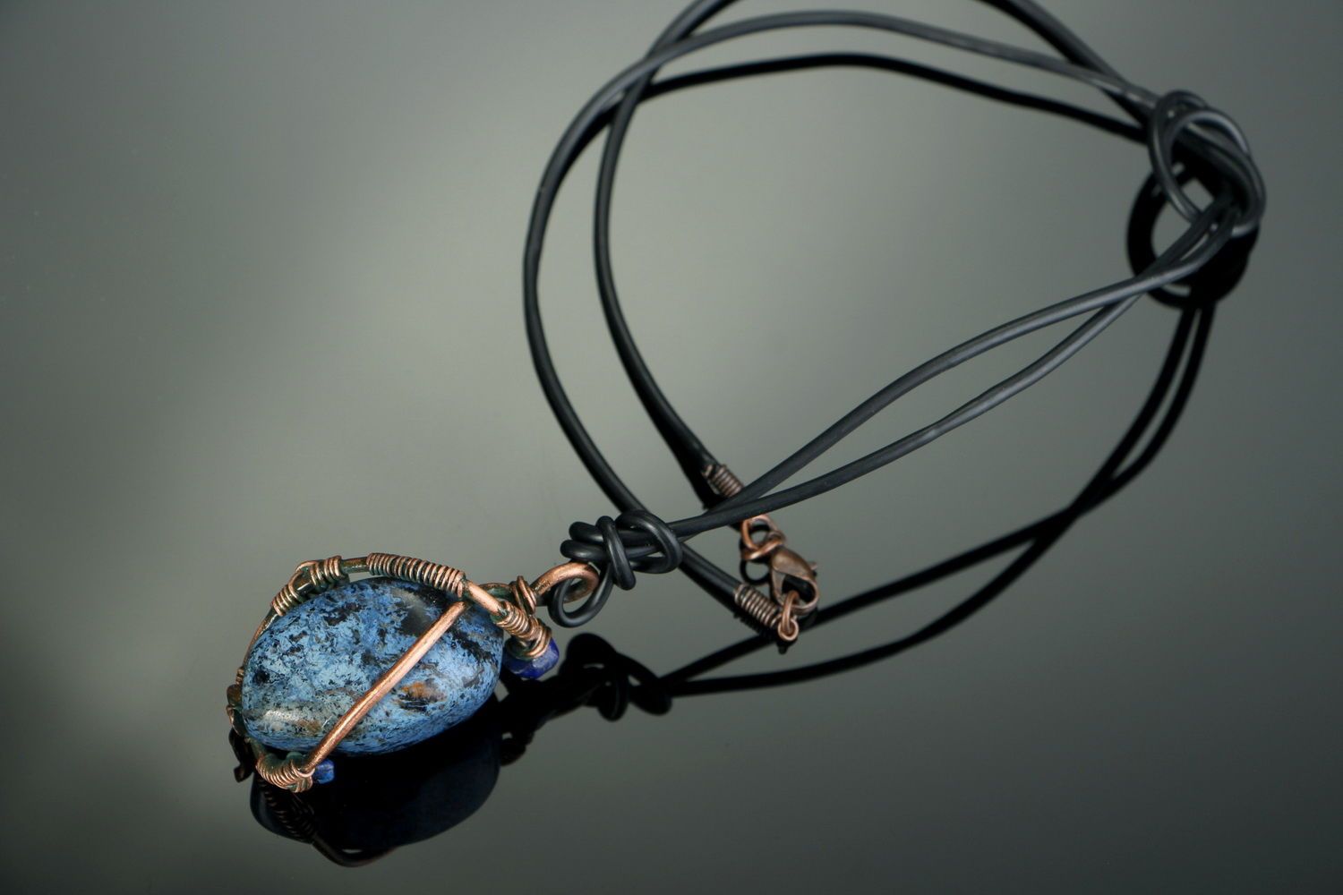 Copper pendant with natural stones photo 2