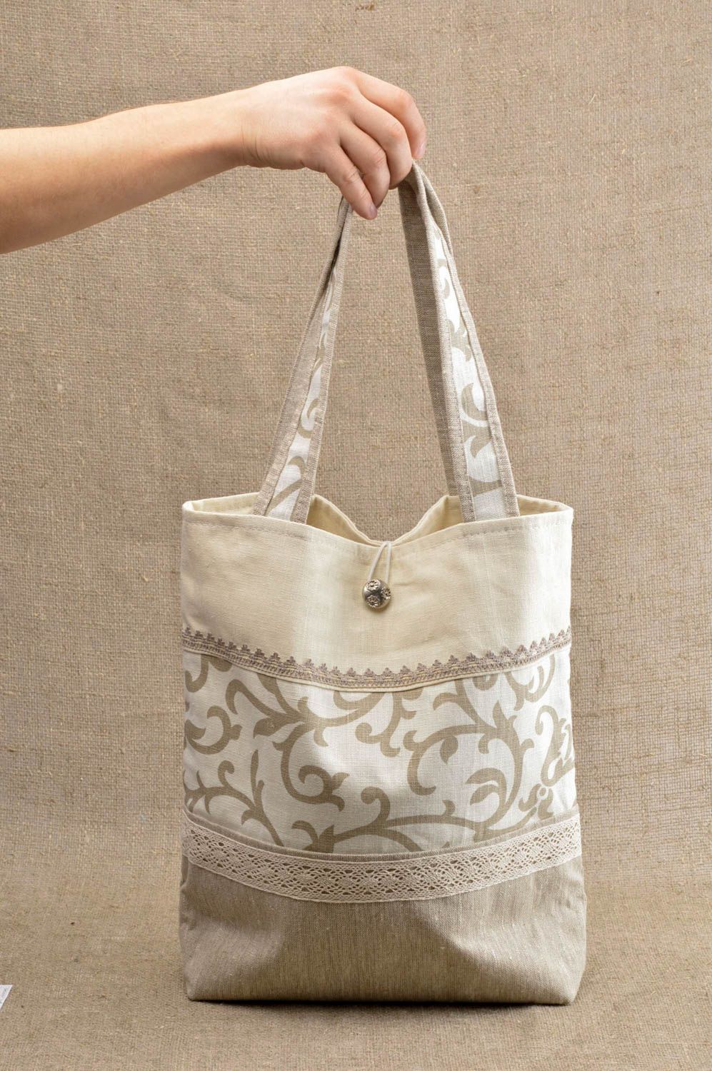 Handmade female elegant bag unusual textile shoulder bag casual bag accessory photo 1